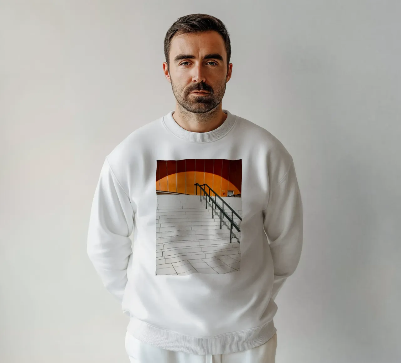 Orange Geometry – Shadows & Steps sweatshirt van Thilo Grøsch