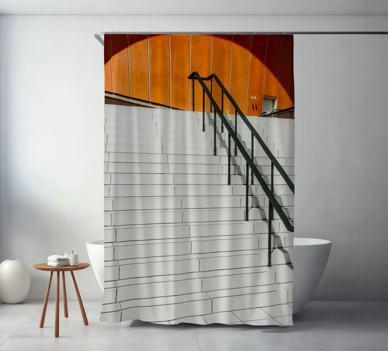 Orange Geometry – Shadows & Steps tenda da doccia da Thilo Grøsch