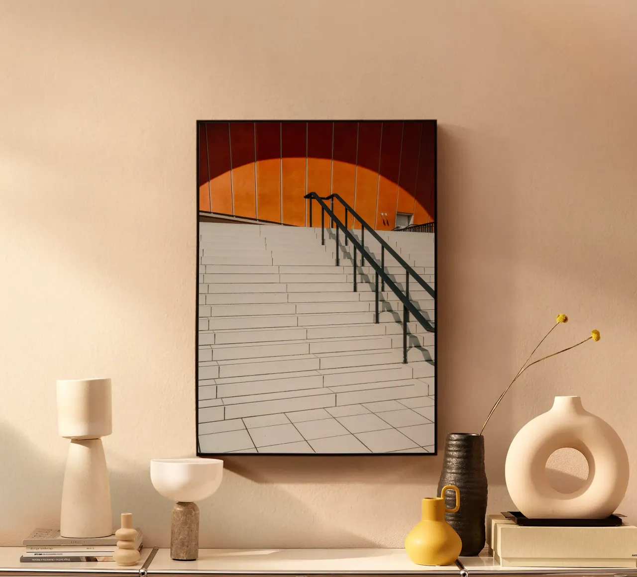 Orange Geometry – Shadows & Steps alluminio dibond da Thilo Grøsch