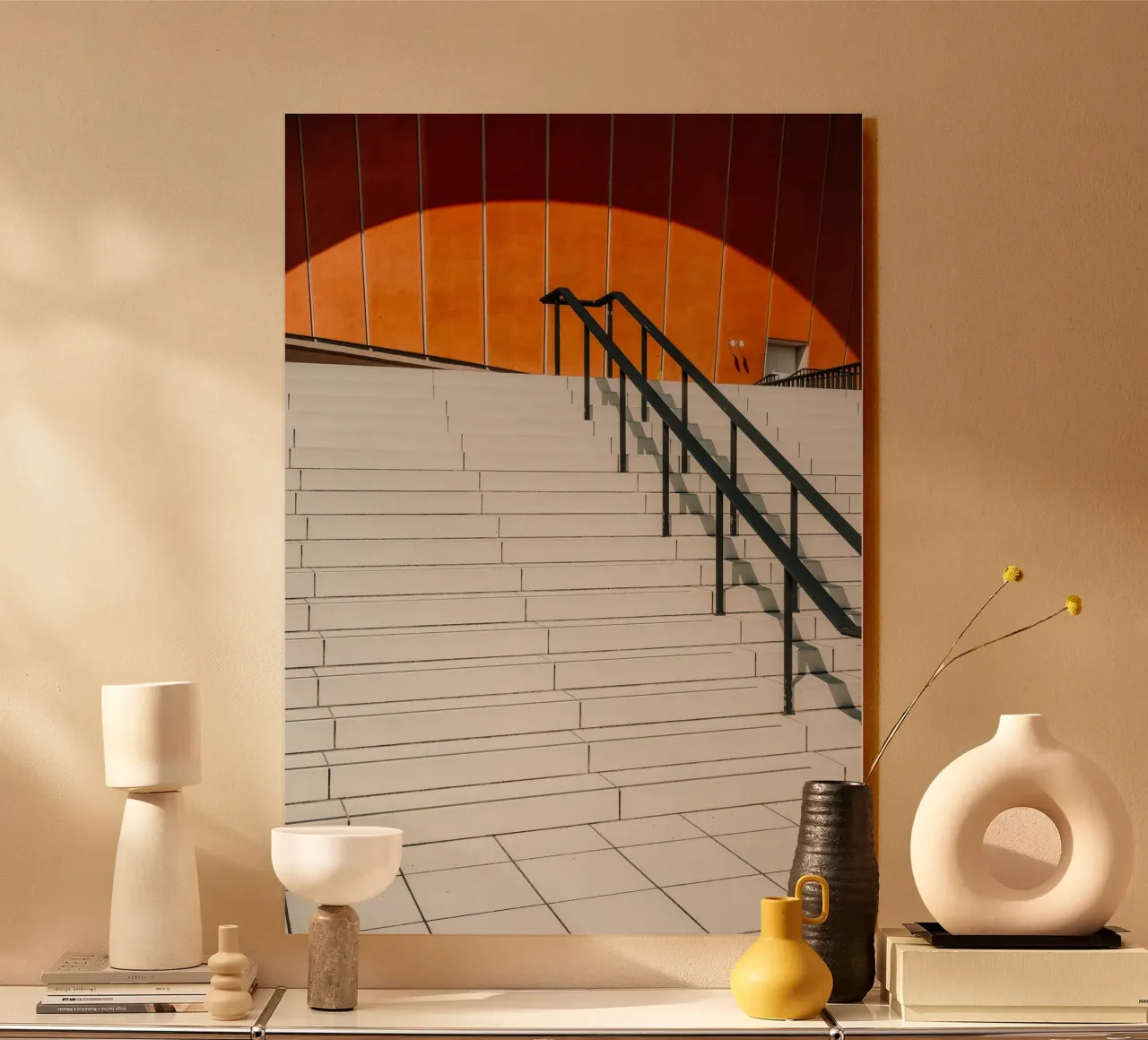 Orange Geometry – Shadows & Steps alluminio dibond da Thilo Grøsch