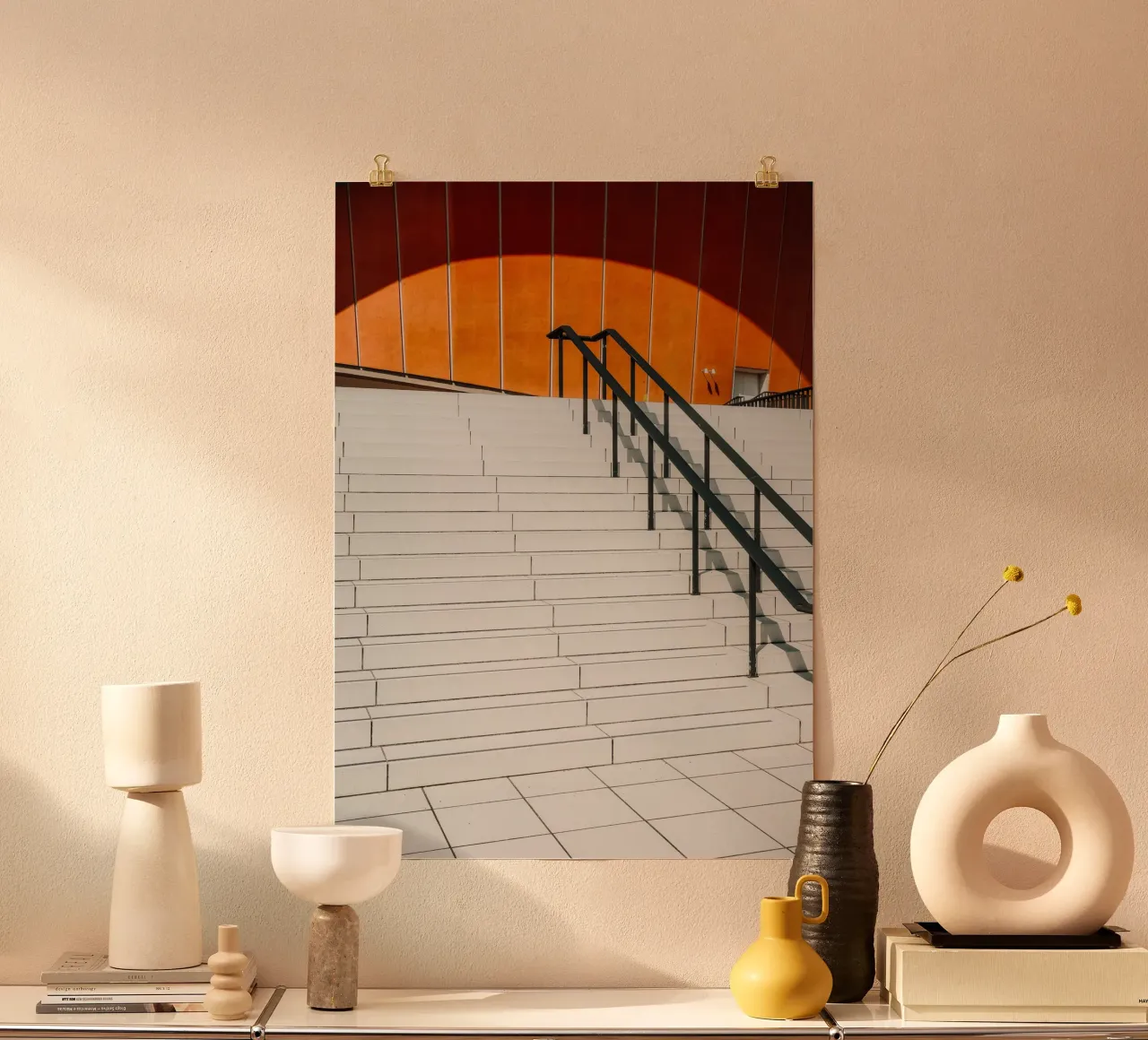 Orange Geometry – Shadows & Steps hahnemühle by Thilo Grøsch