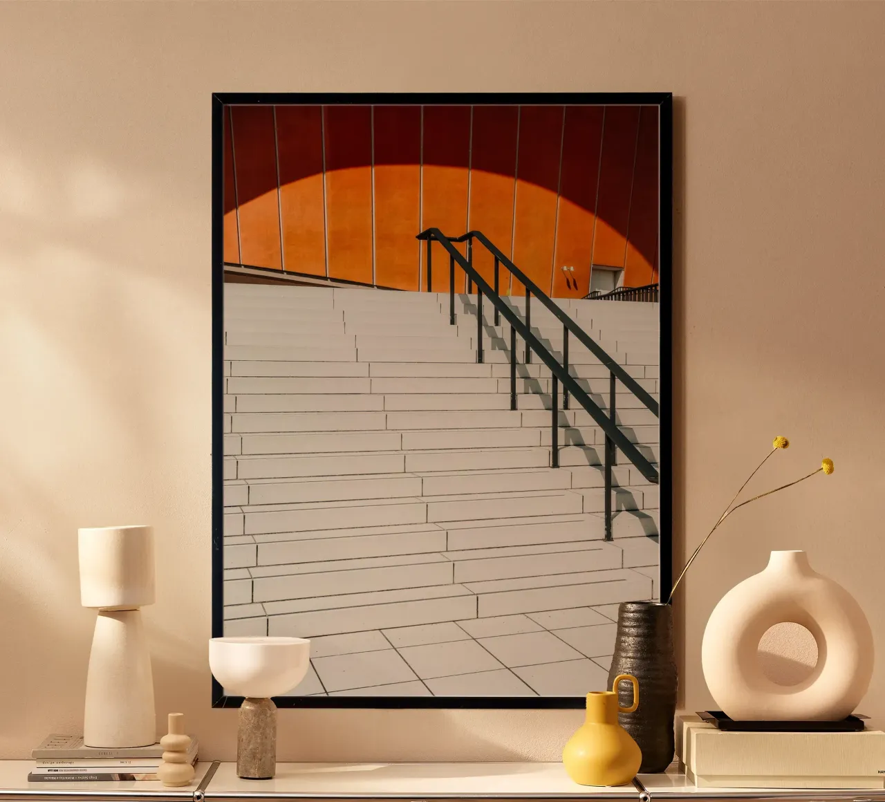 Orange Geometry – Shadows & Steps hahnemühle by Thilo Grøsch