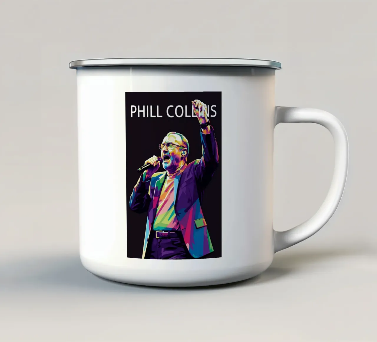 Phill Collins ritratto pop art #2 tazza in smalto da Hantamrata