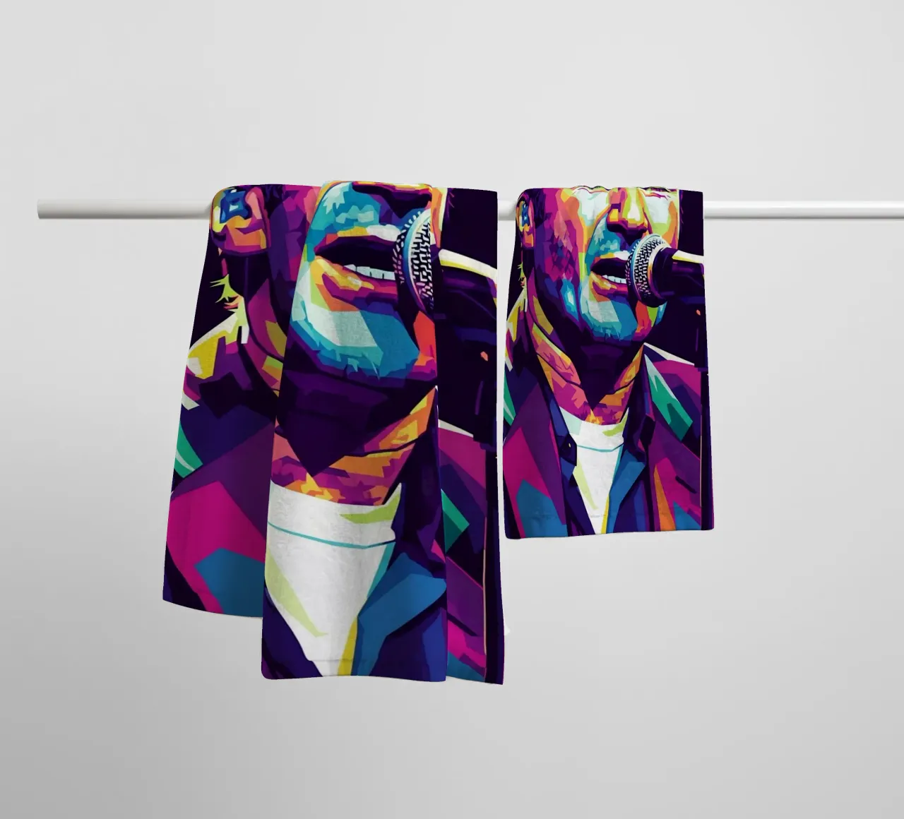 Phill Collins pop art portrait #3 towel by Hantamrata