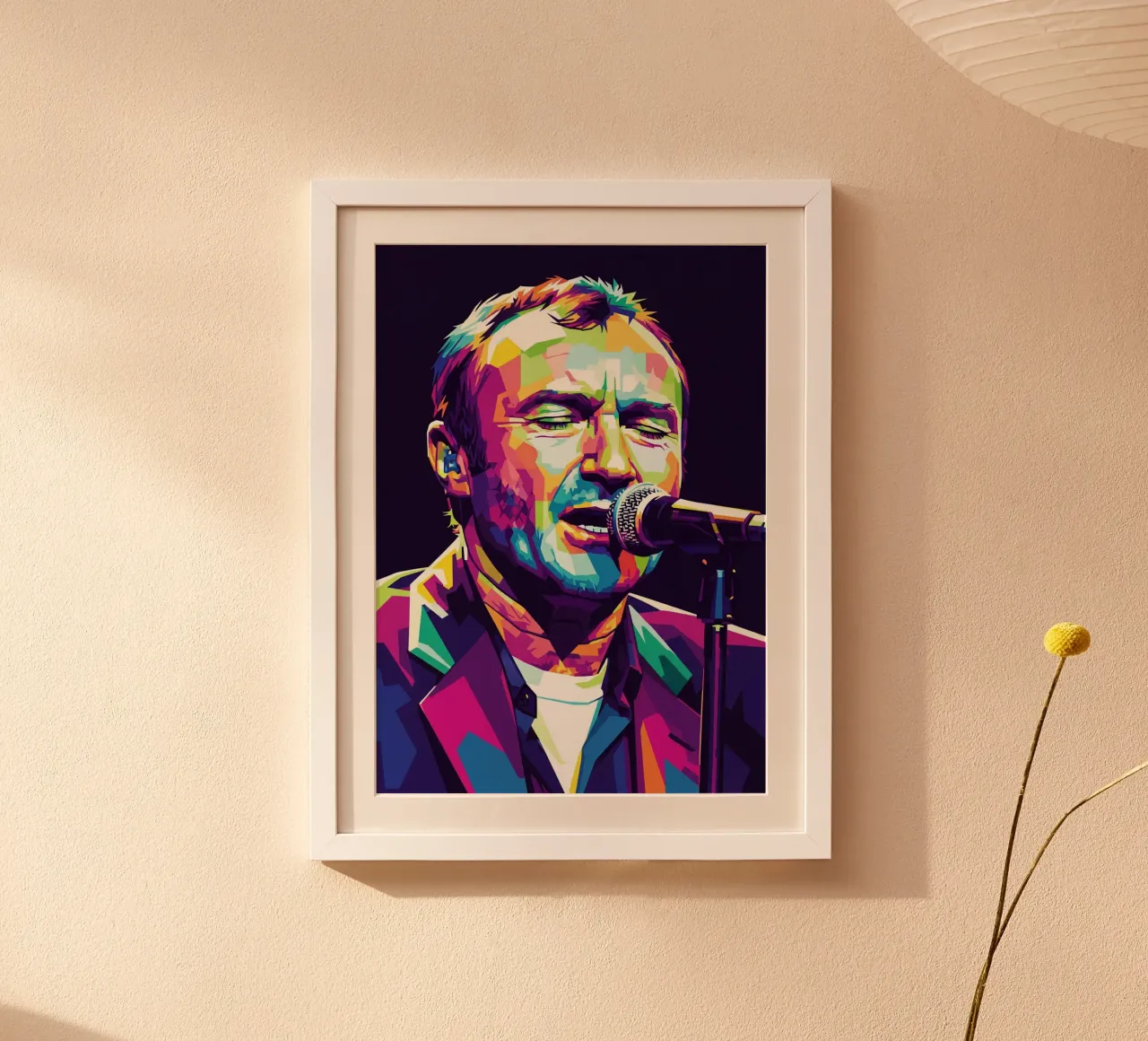 Ritratto pop art di Phill Collins #3 poster con telaio in alluminio da Hantamrata