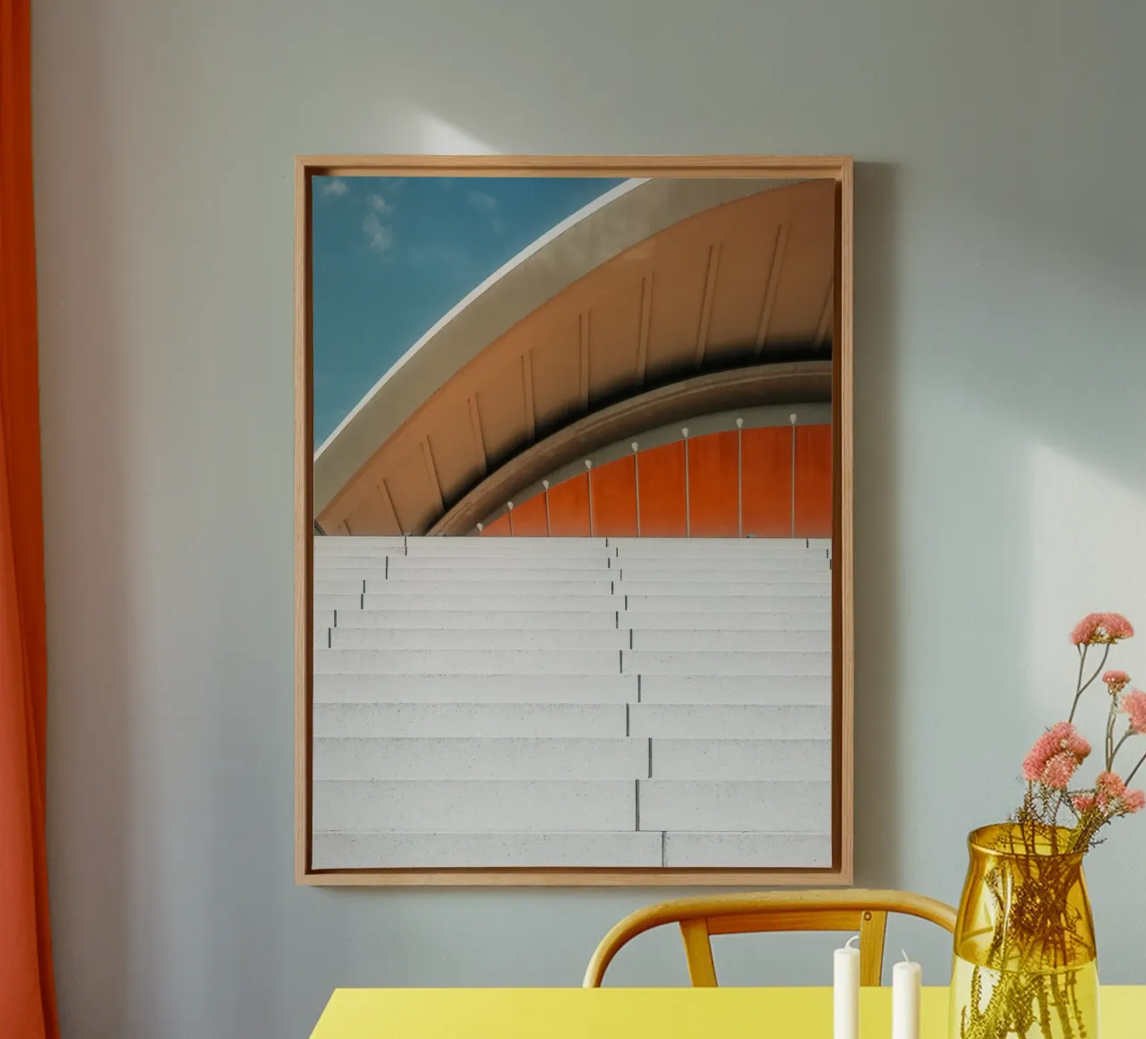 Orange Geometry – Steps in Contrast tela con Cornice a cassetta da Thilo Grøsch