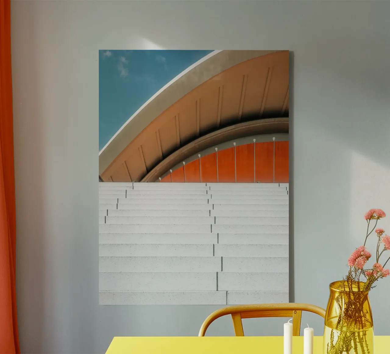 Orange Geometry – Steps in Contrast tela con Cornice a cassetta da Thilo Grøsch