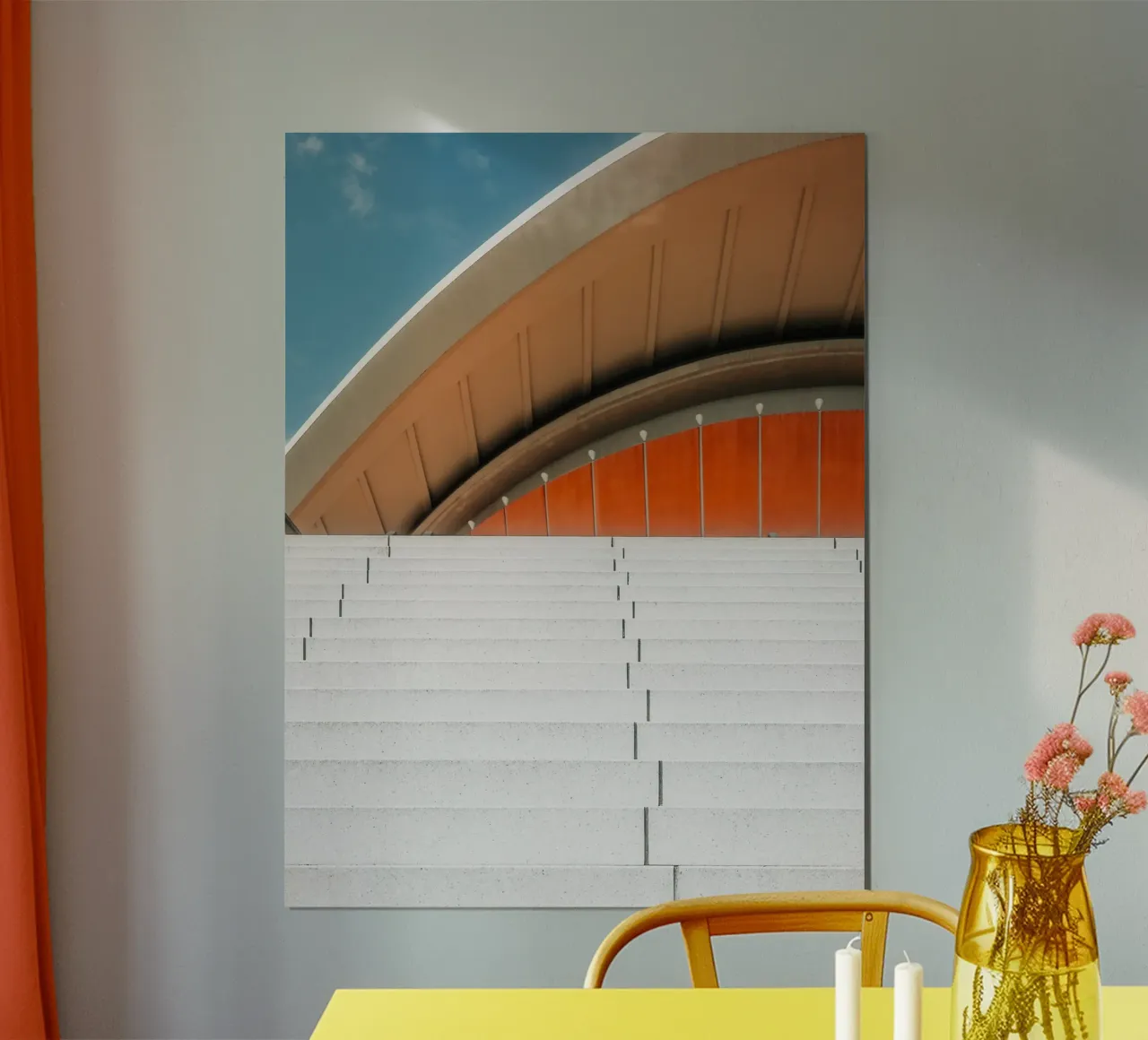 Orange Geometry – Steps in Contrast poster con telaio in alluminio da Thilo Grøsch