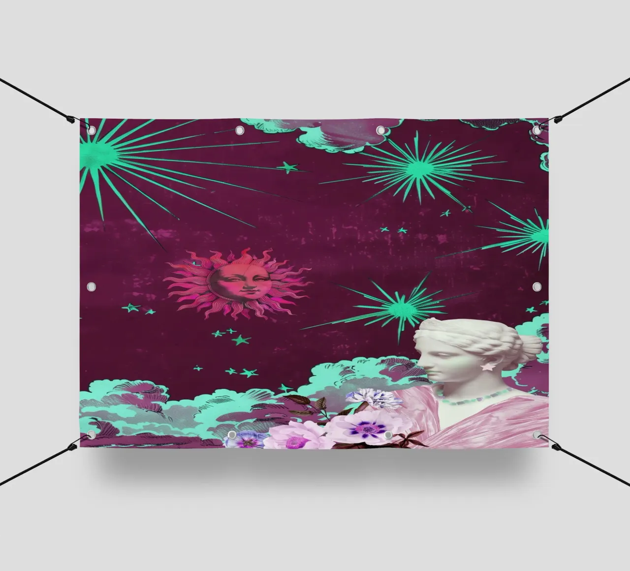 Purple Celestial Maximalist Art telo in pvc da GraceDigitalArtCo