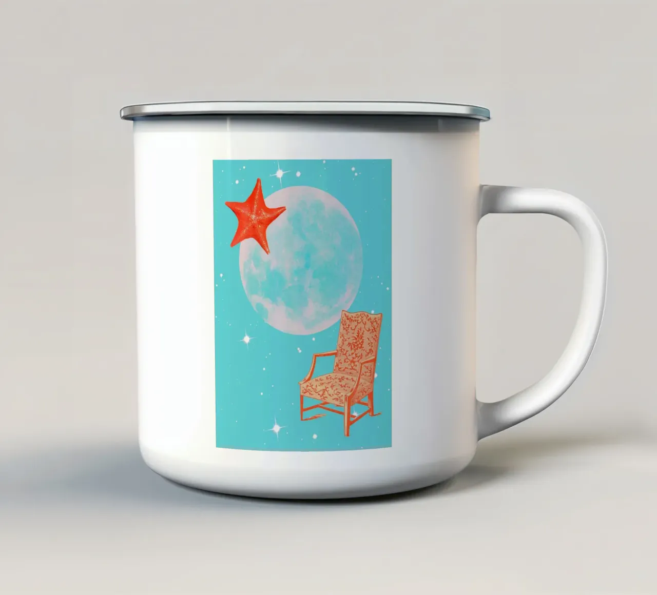 Chair, Moon, Star tazza in smalto da MsGonzalez