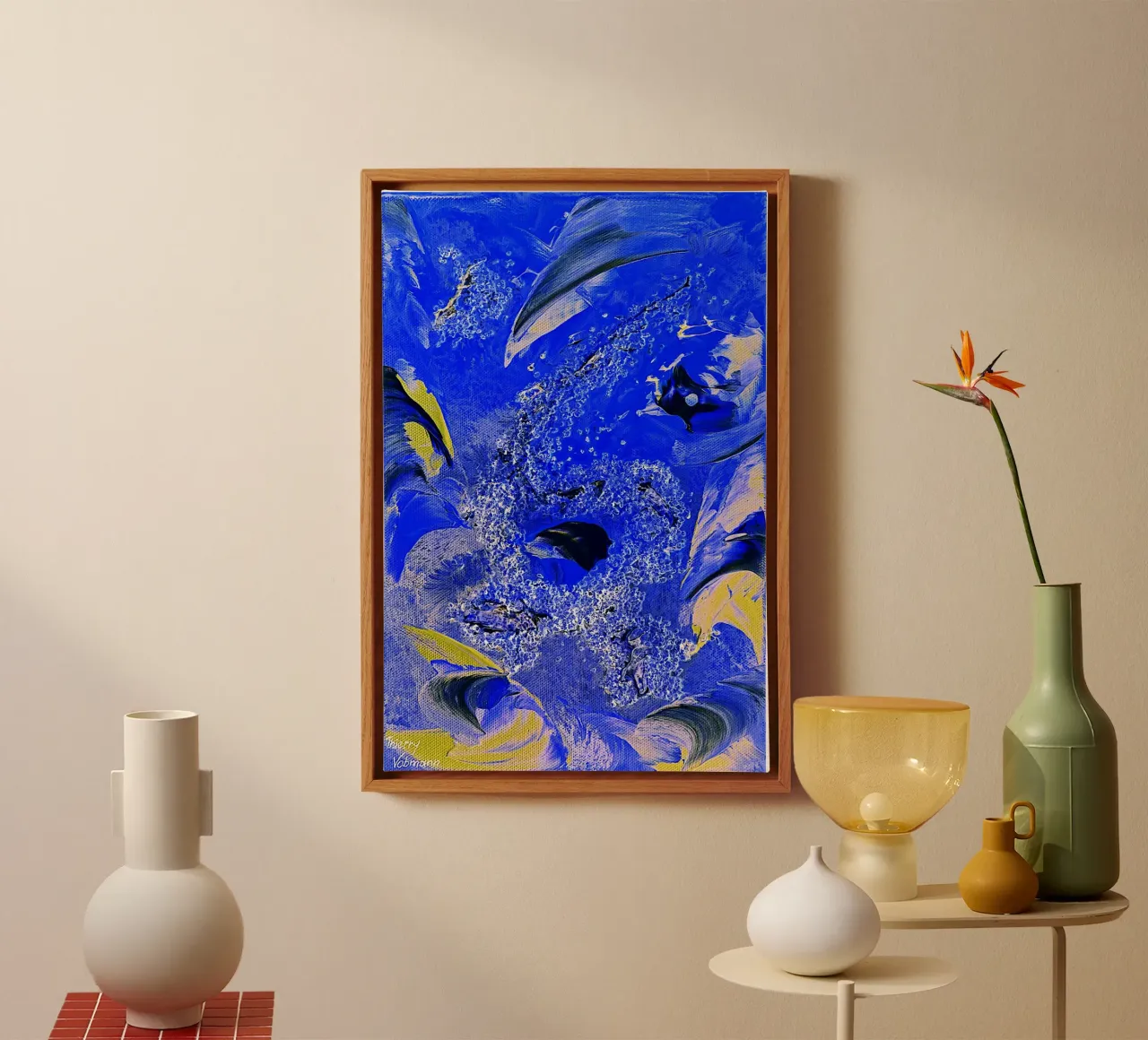 IDEAL GIFT 68 invers. canvas met Baklijst van Thierry Vobmann Abstract painting
