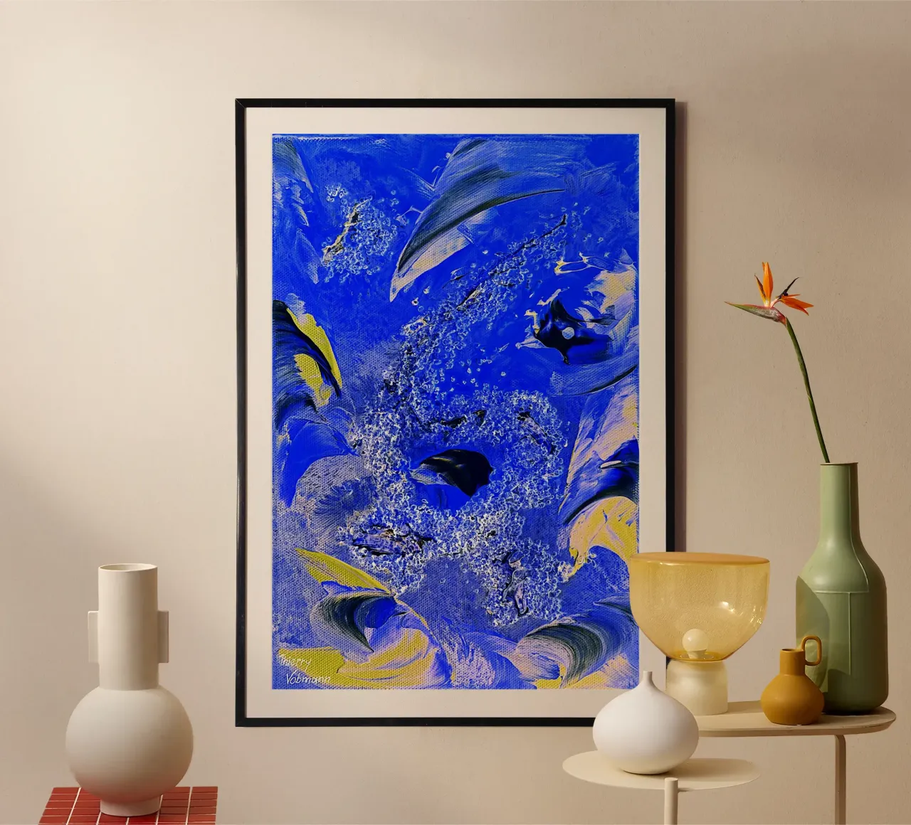 IDEAL GIFT 68 invers. poster con telaio in alluminio da Thierry Vobmann Abstract painting