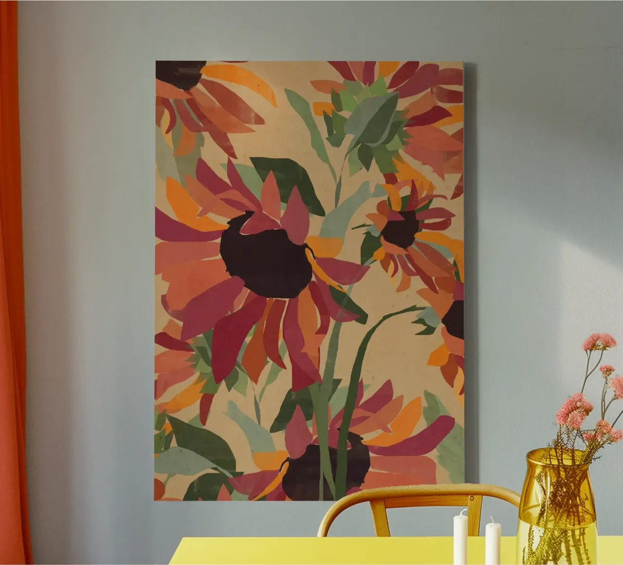 Zonnebloemen 7 canvas met Baklijst van ThingDesign