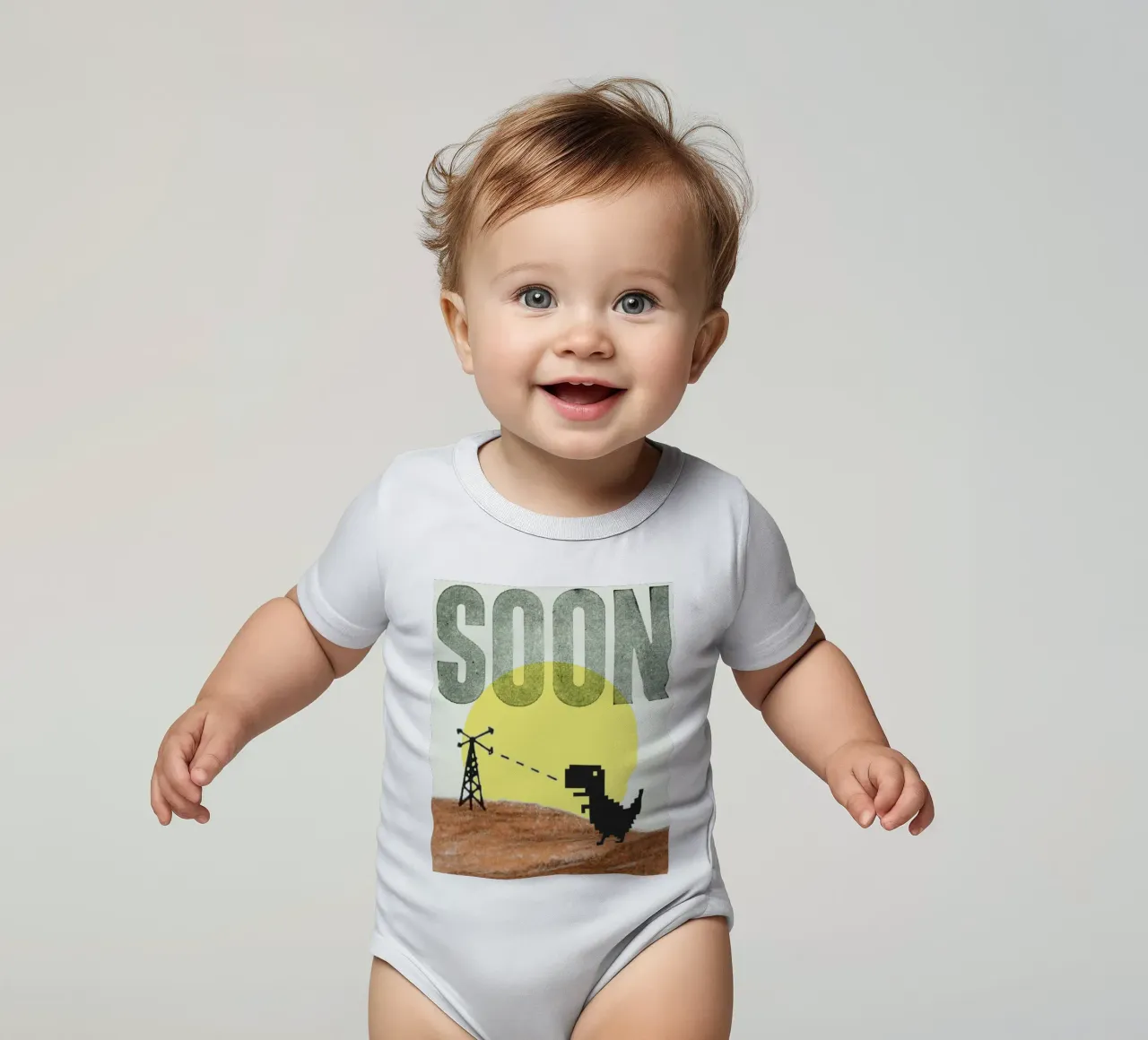 Soon (Internet Dinosaur) body neonato maniche corte da MsGonzalez
