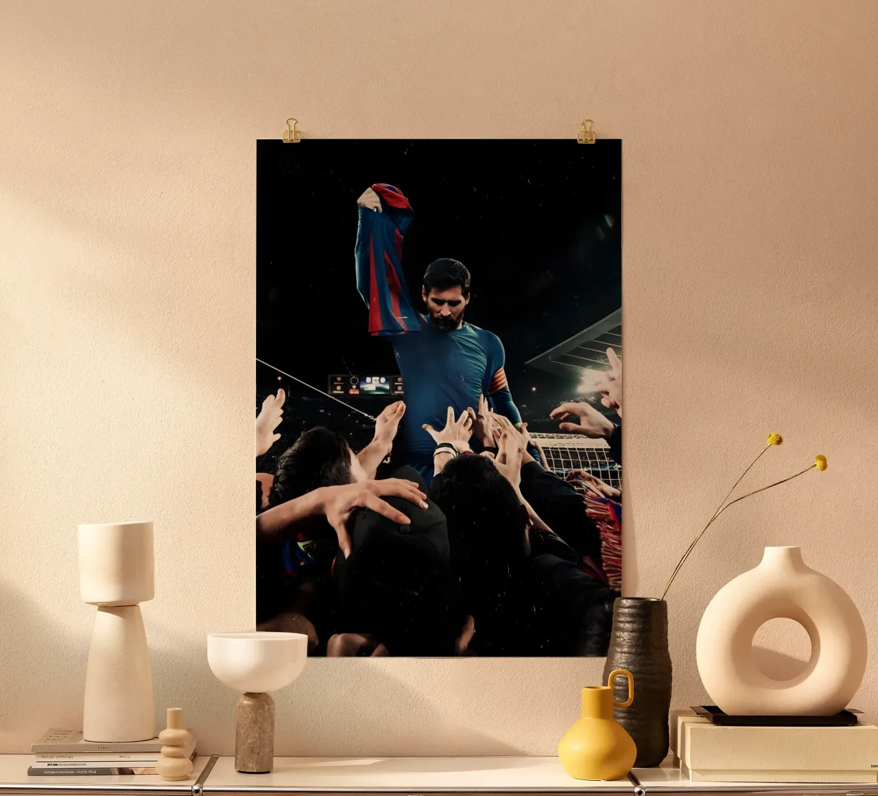 Lionel Messi poster con telaio in plastica da Low poly art