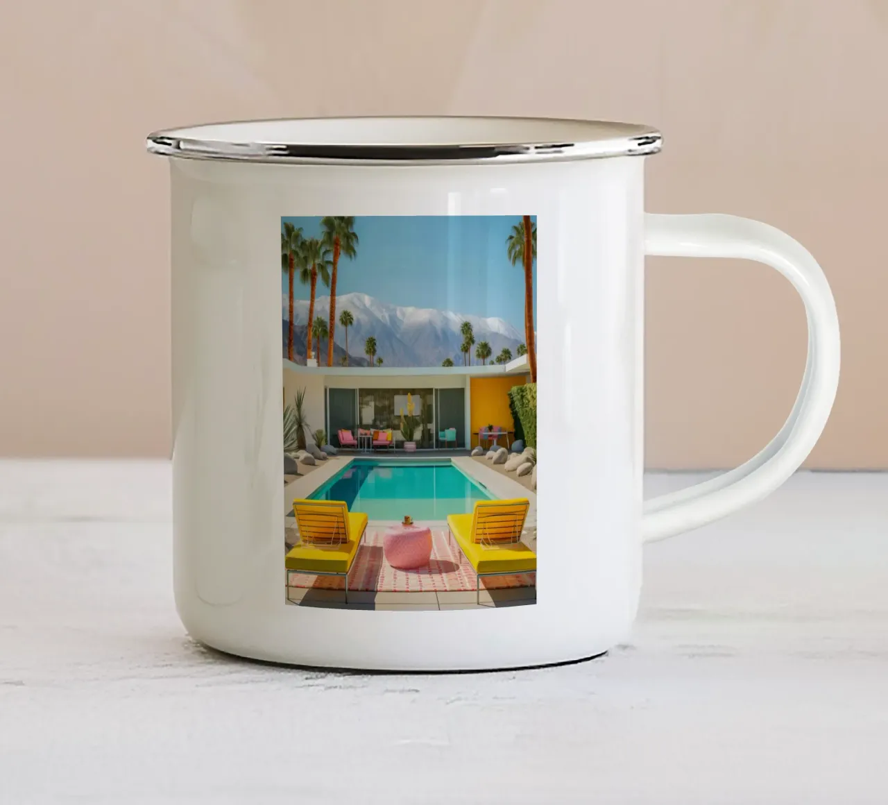 Yellow Chair In The Pool tazza in smalto da robertmotoiart