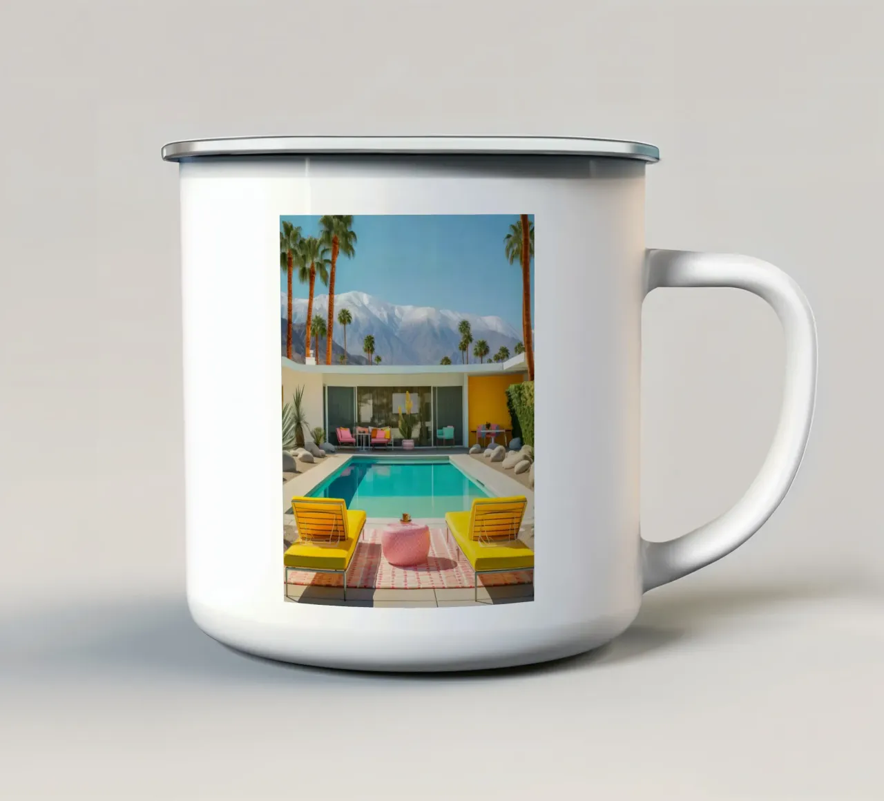 Yellow Chair In The Pool tazza in smalto da robertmotoiart