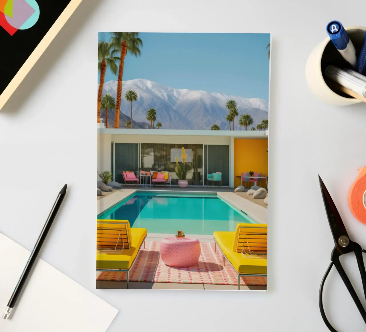 Yellow Chair In The Pool notebook by robertmotoiart