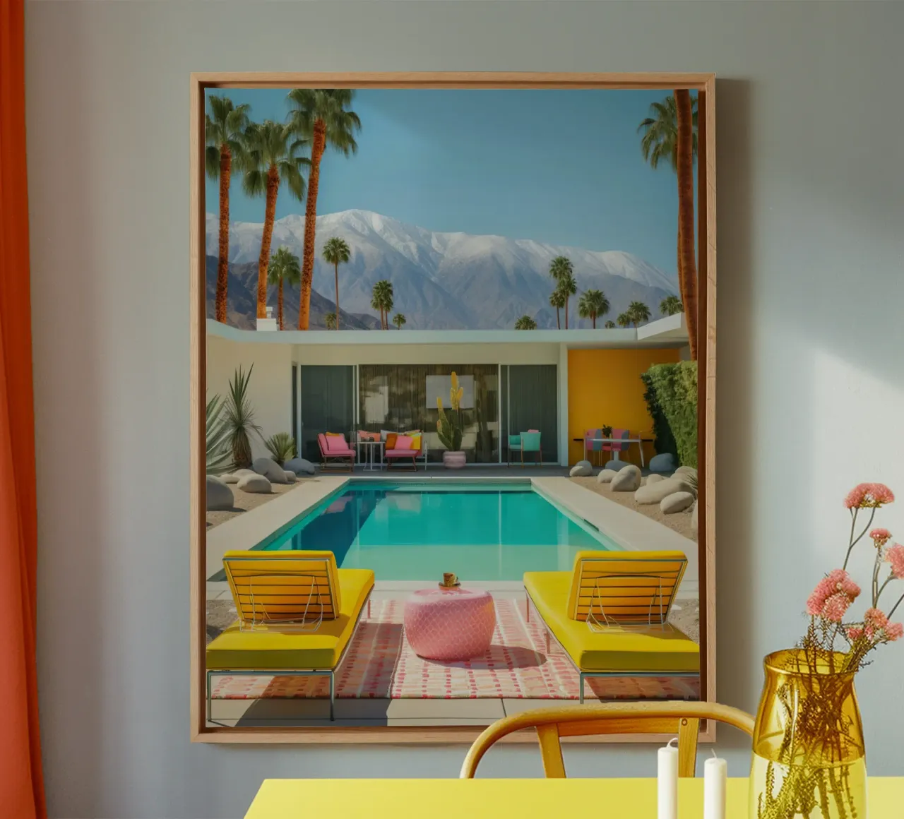 Yellow Chair In The Pool tela con Cornice a cassetta da robertmotoiart