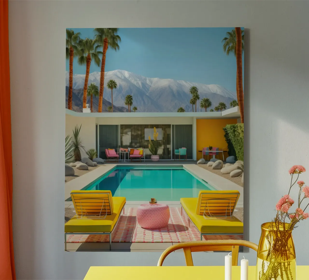 Yellow Chair In The Pool tela con Cornice a cassetta da robertmotoiart