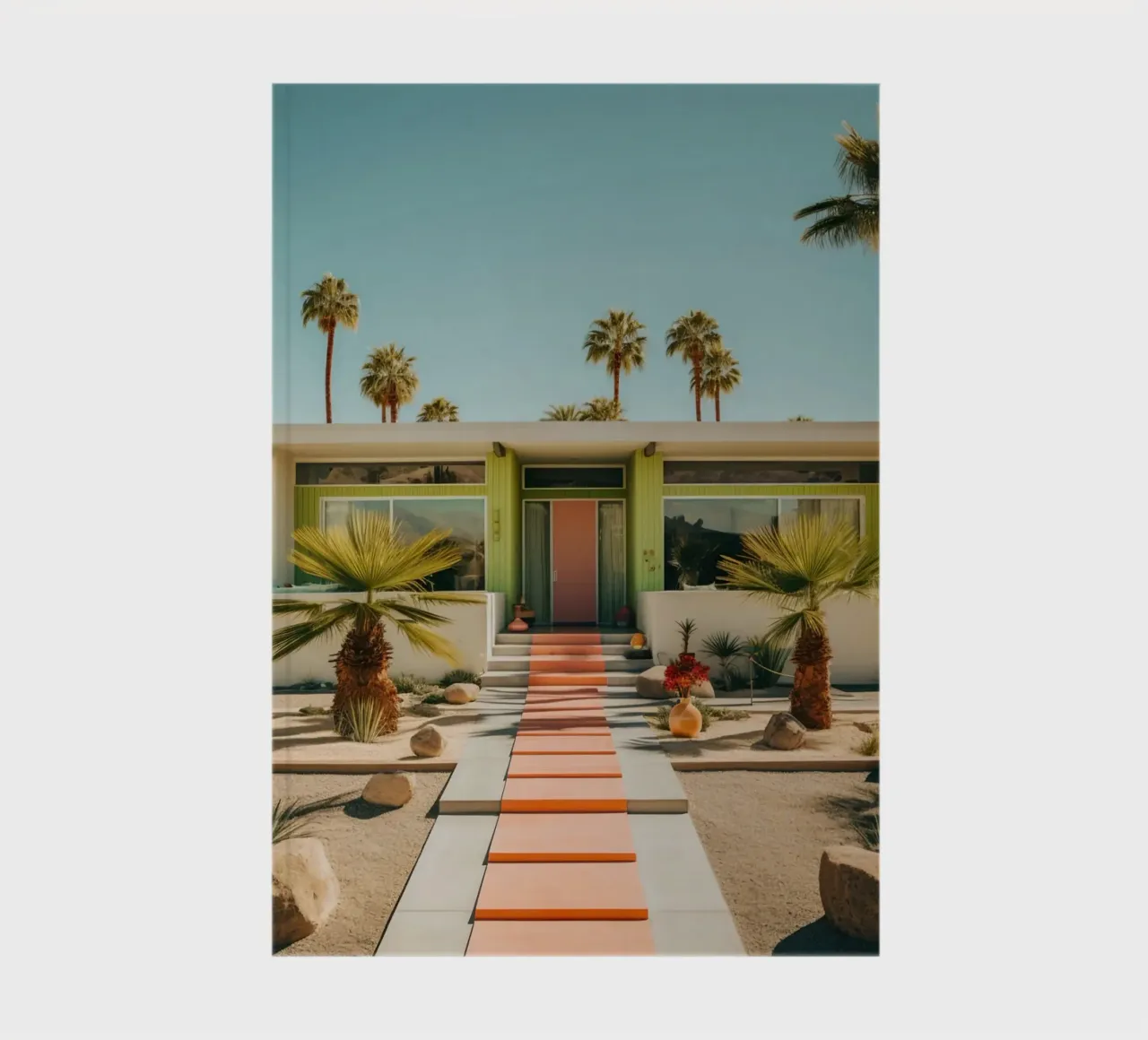 Retro House With Palm Trees notebook by robertmotoiart