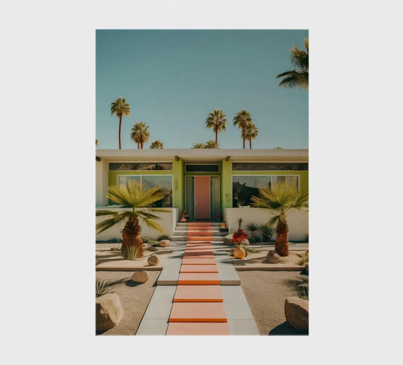 Retro House With Palm Trees notebook by robertmotoiart