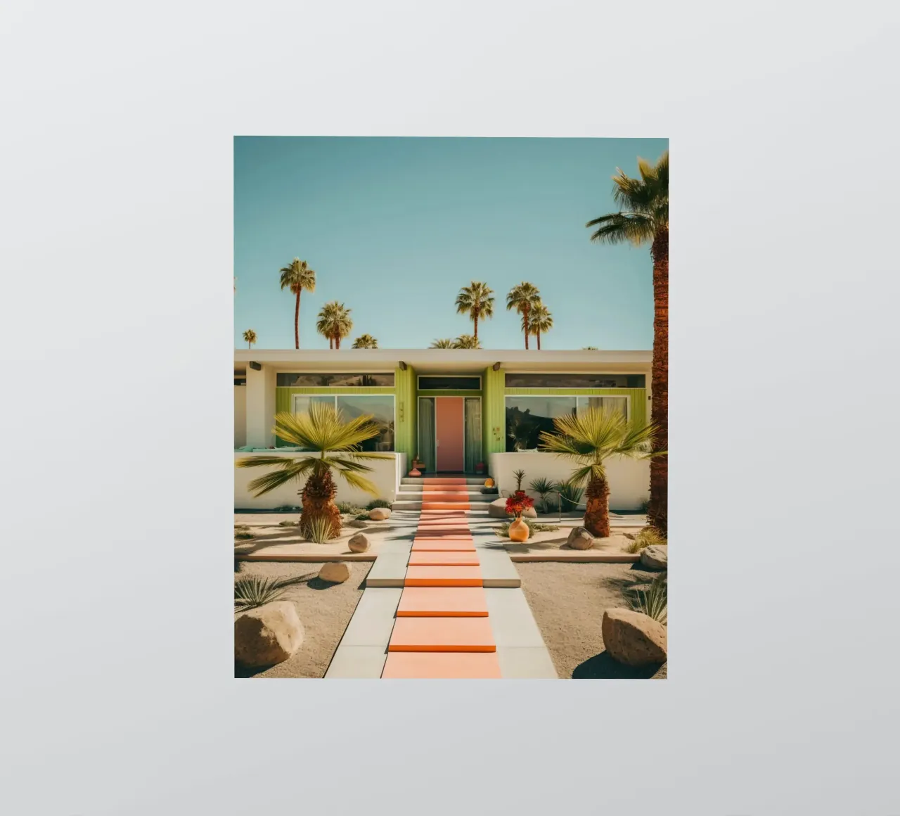 Retro House With Palm Trees sticker by robertmotoiart