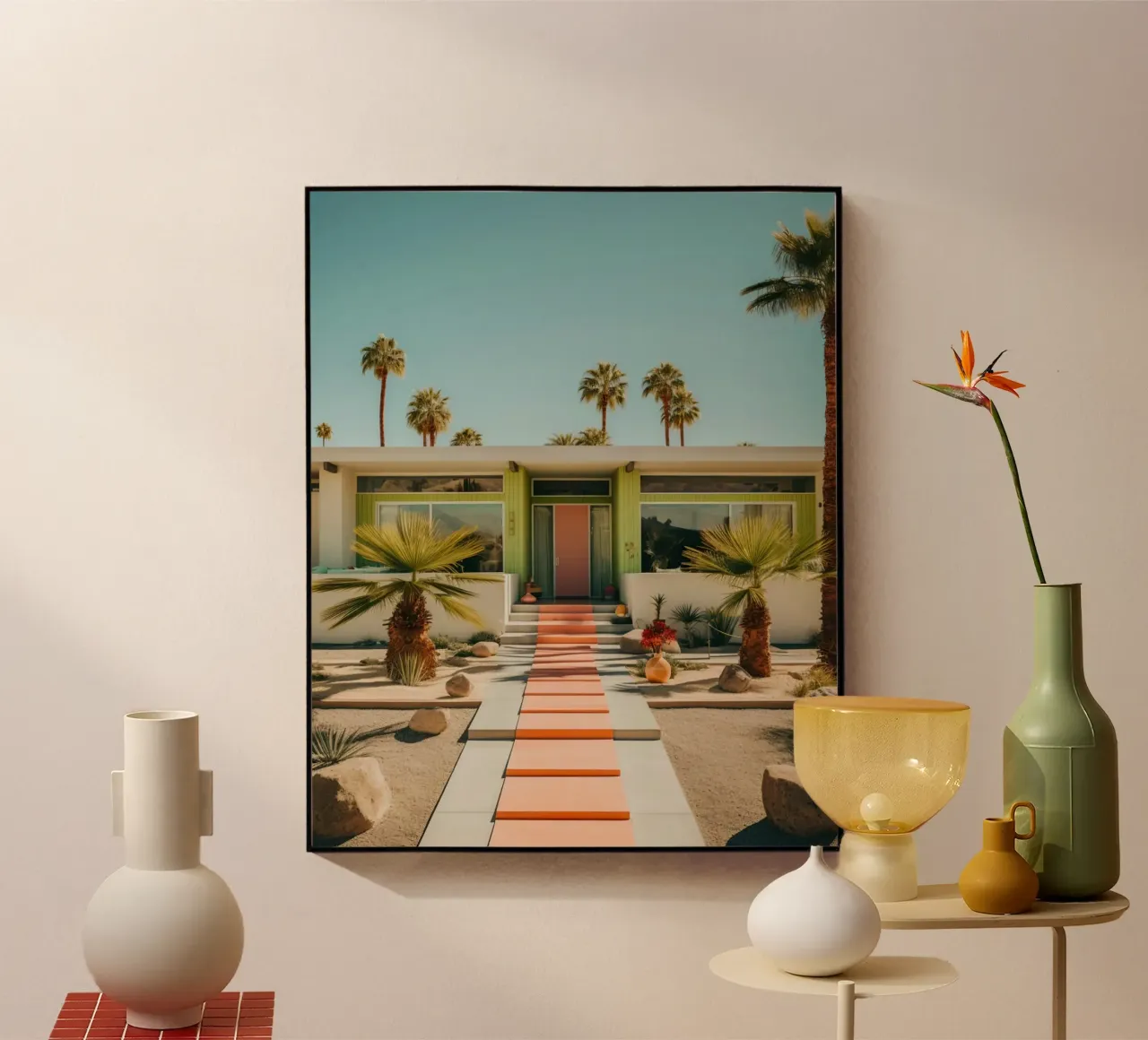 Retro House With Palm Trees plexiglass da robertmotoiart