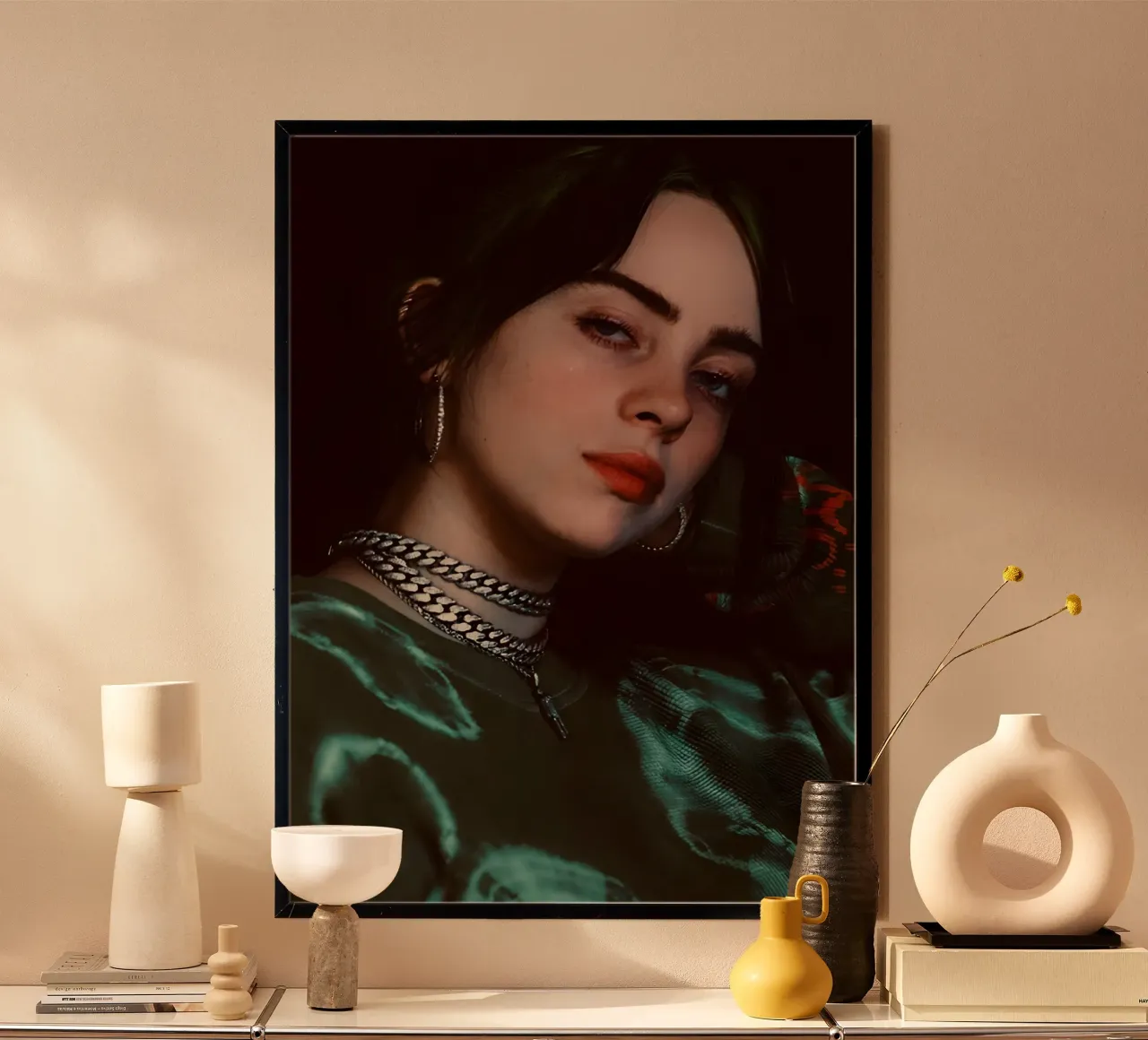Billie Eilish poster con telaio in plastica da Low poly art