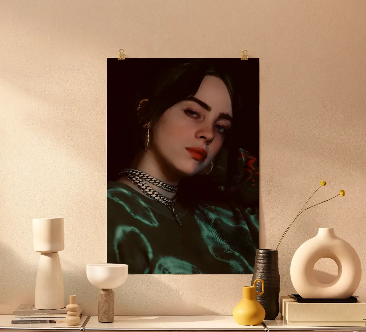 Billie Eilish poster con telaio in plastica da Low poly art