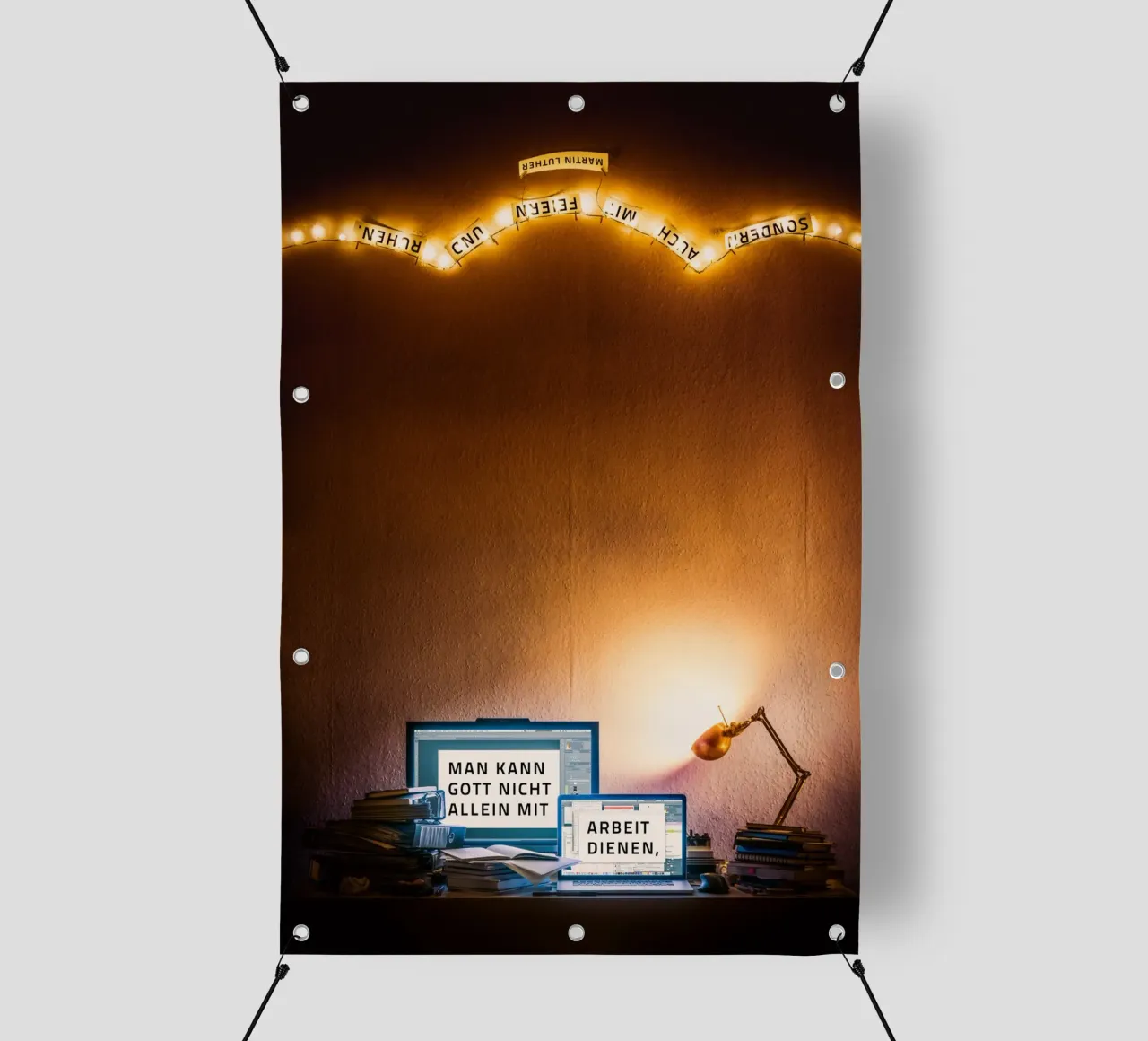 You cannot serve God with work alone, but also with... pvc cover by undarstellbar Christliche Poster