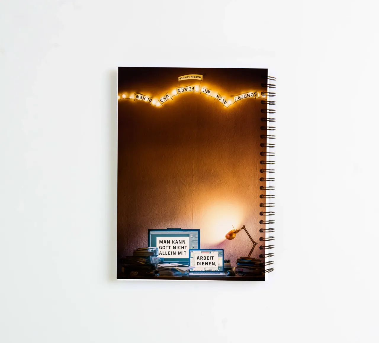 You cannot serve God with work alone, but also with... spiral notebook by undarstellbar Christliche Poster