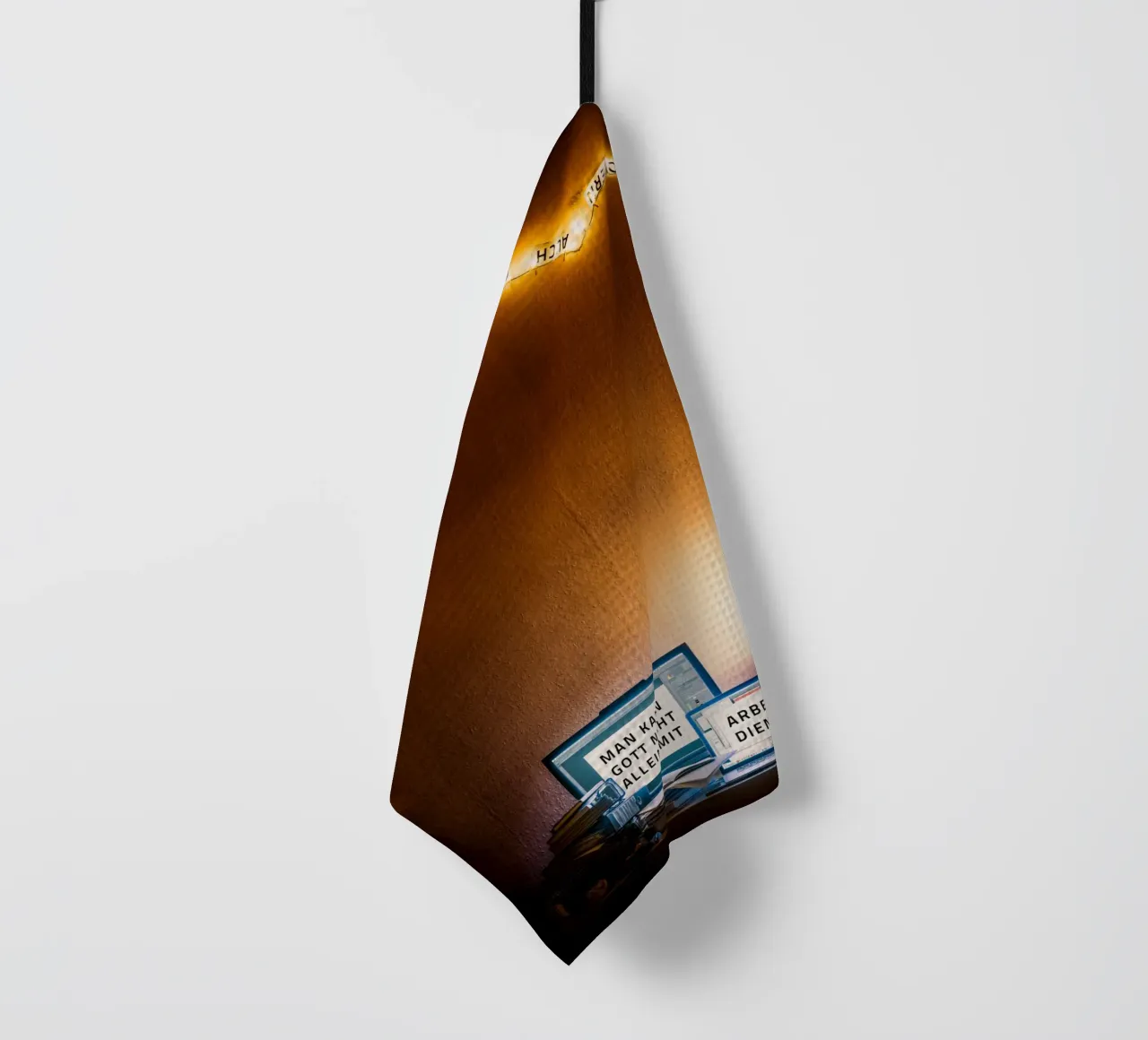 You cannot serve God with work alone, but also with... tea towel by undarstellbar Christliche Poster