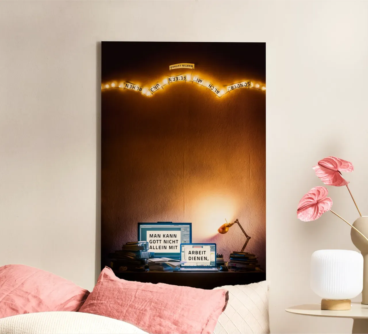 You cannot serve God with work alone, but also with... canvas with Floater frame by undarstellbar Christliche Poster