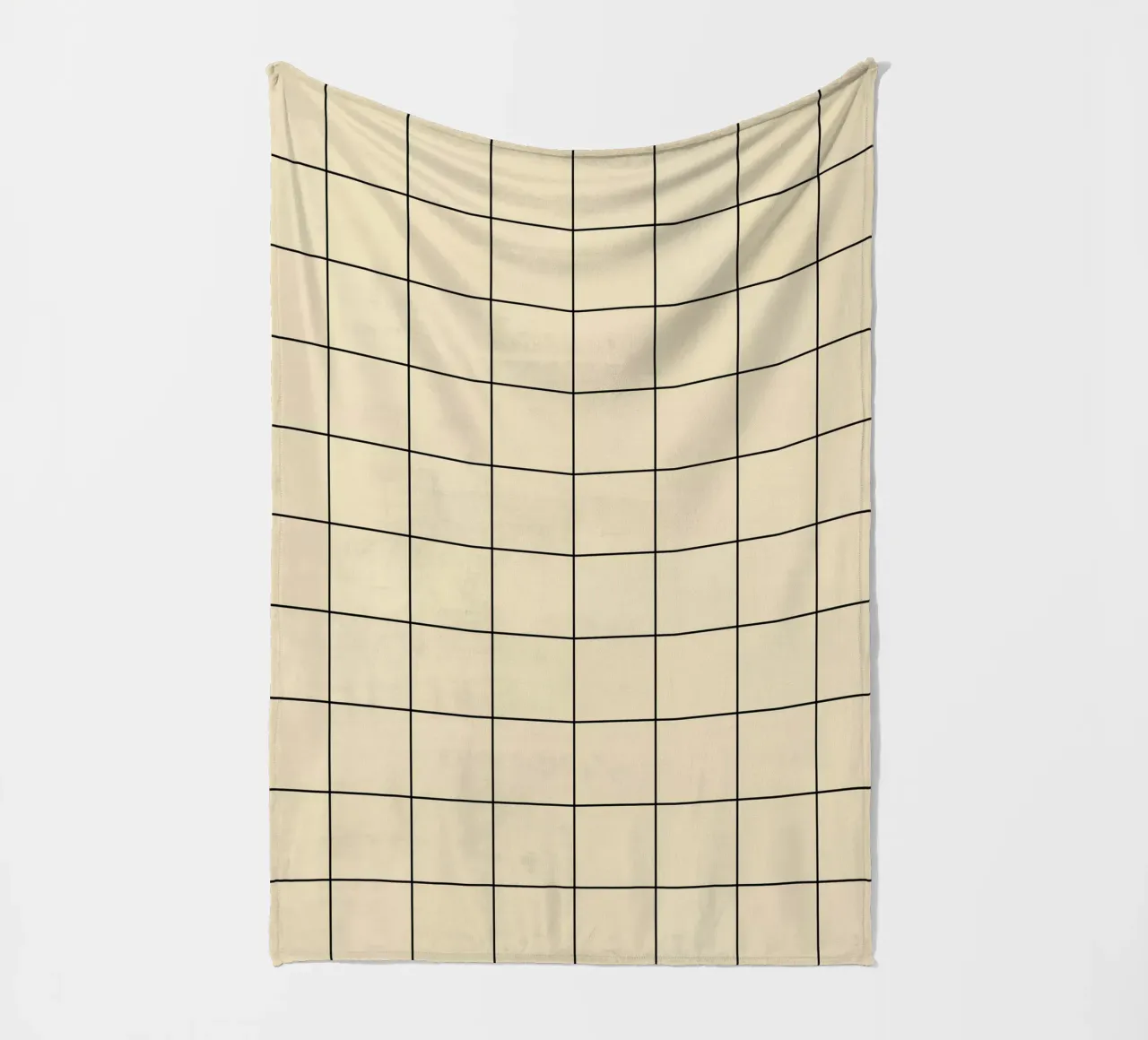 Minimal Basic Classic Big Grid | Black on Beige fleece blanket by Beauty in Simplicity