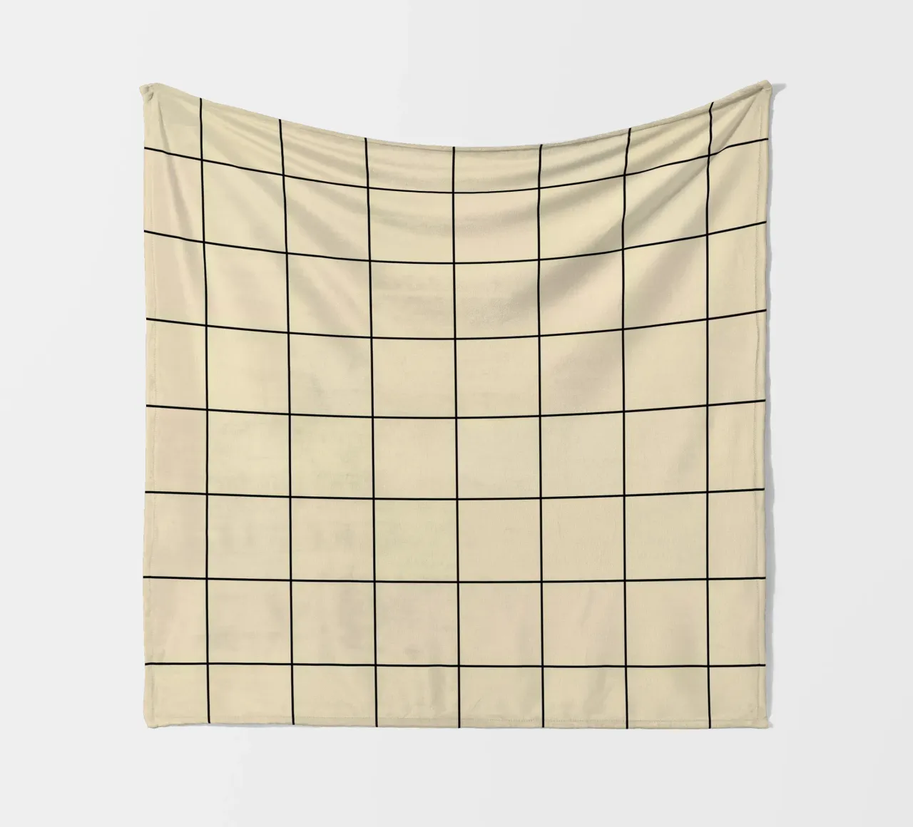 Minimal Basic Classic Big Grid | Black on Beige fleece blanket by Beauty in Simplicity