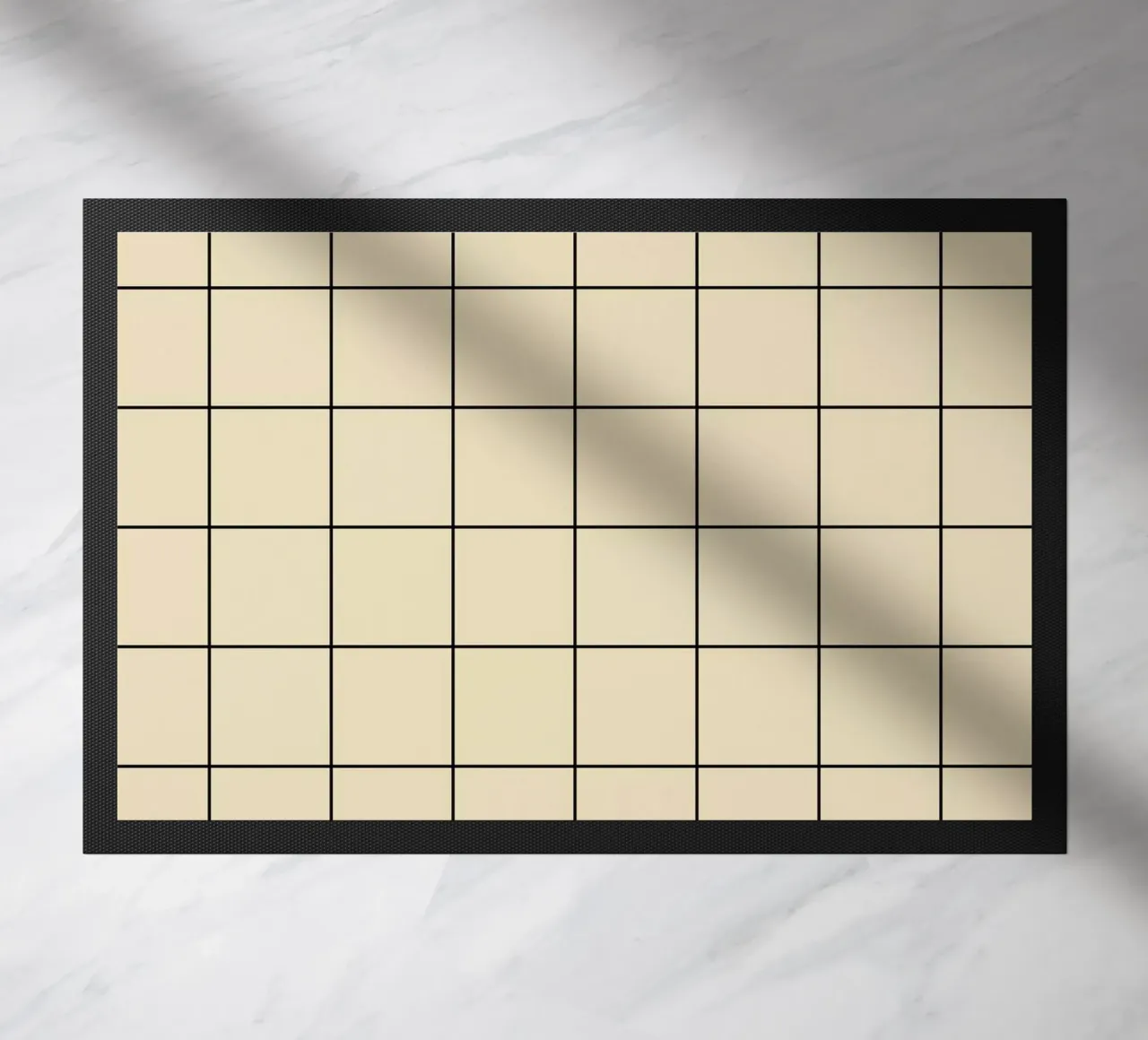 Minimal Basic Classic Big Grid | Black on Beige doormat by Beauty in Simplicity
