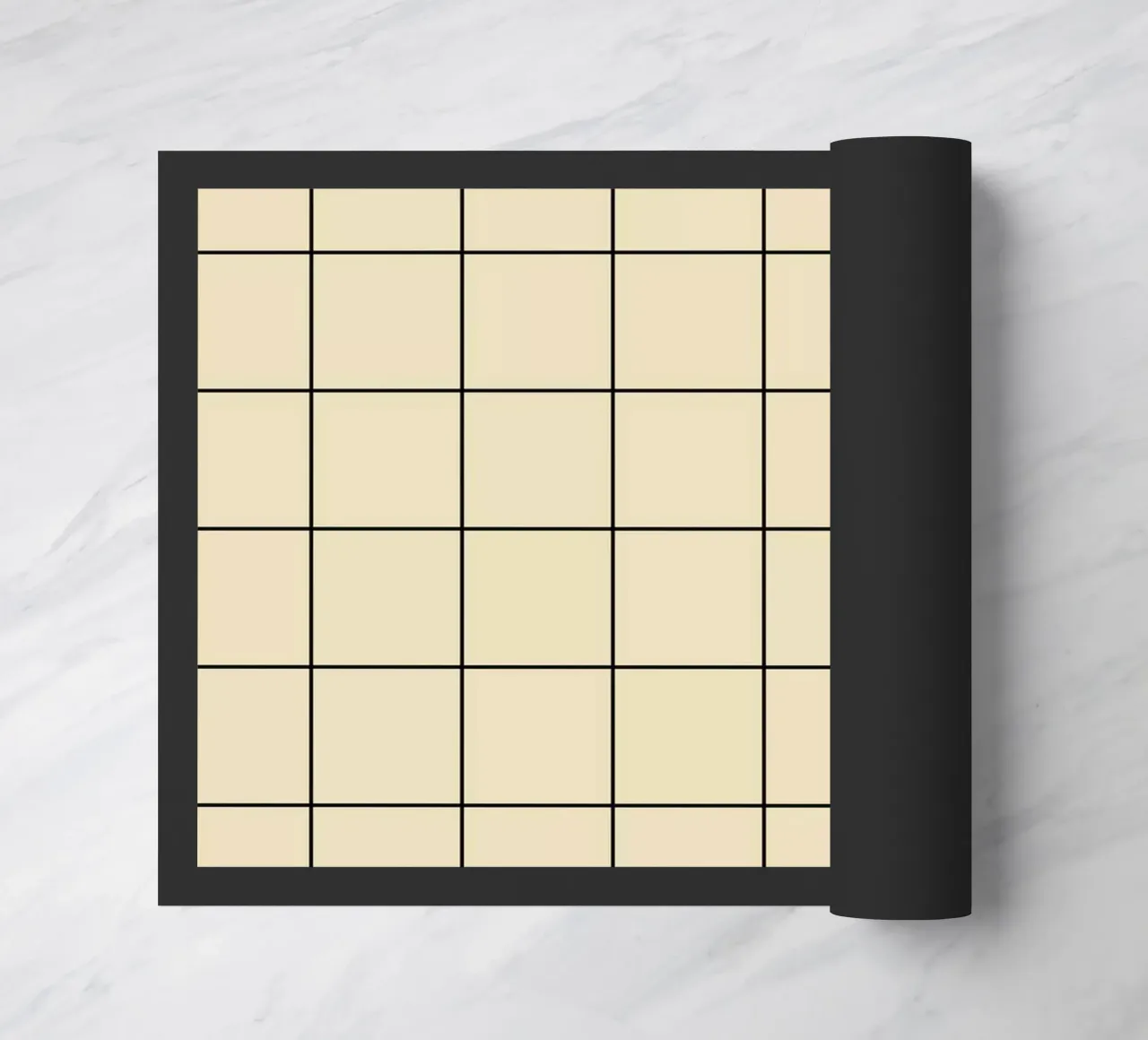 Minimal Basic Classic Big Grid | Black on Beige doormat by Beauty in Simplicity
