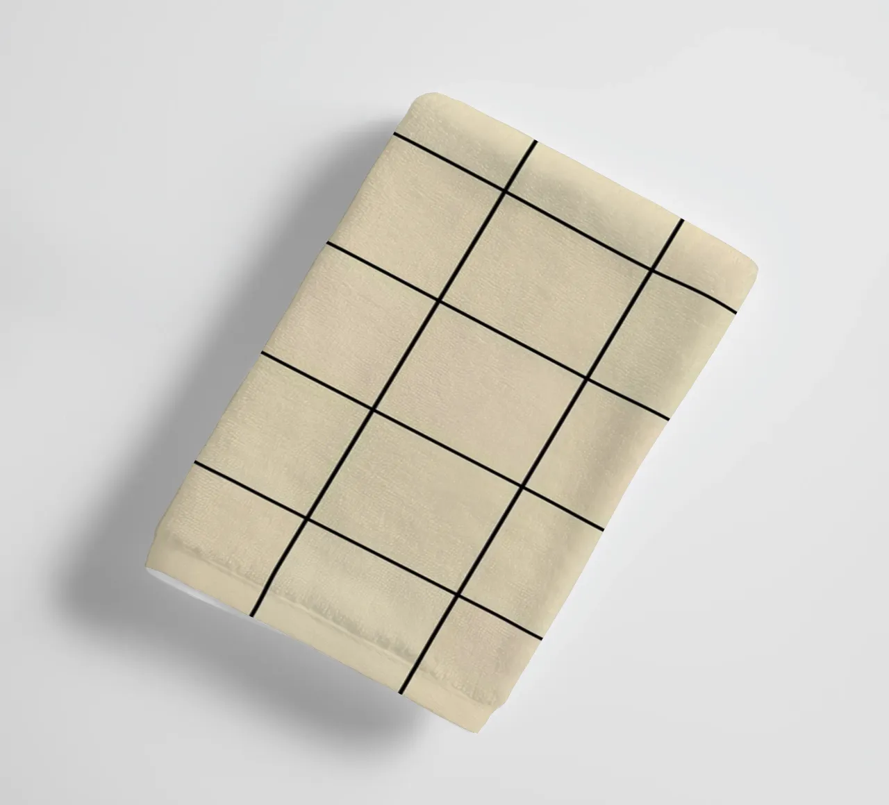 Minimal Basic Klassiek Groot Raster Zwart op Beige badhanddoek van Beauty in Simplicity