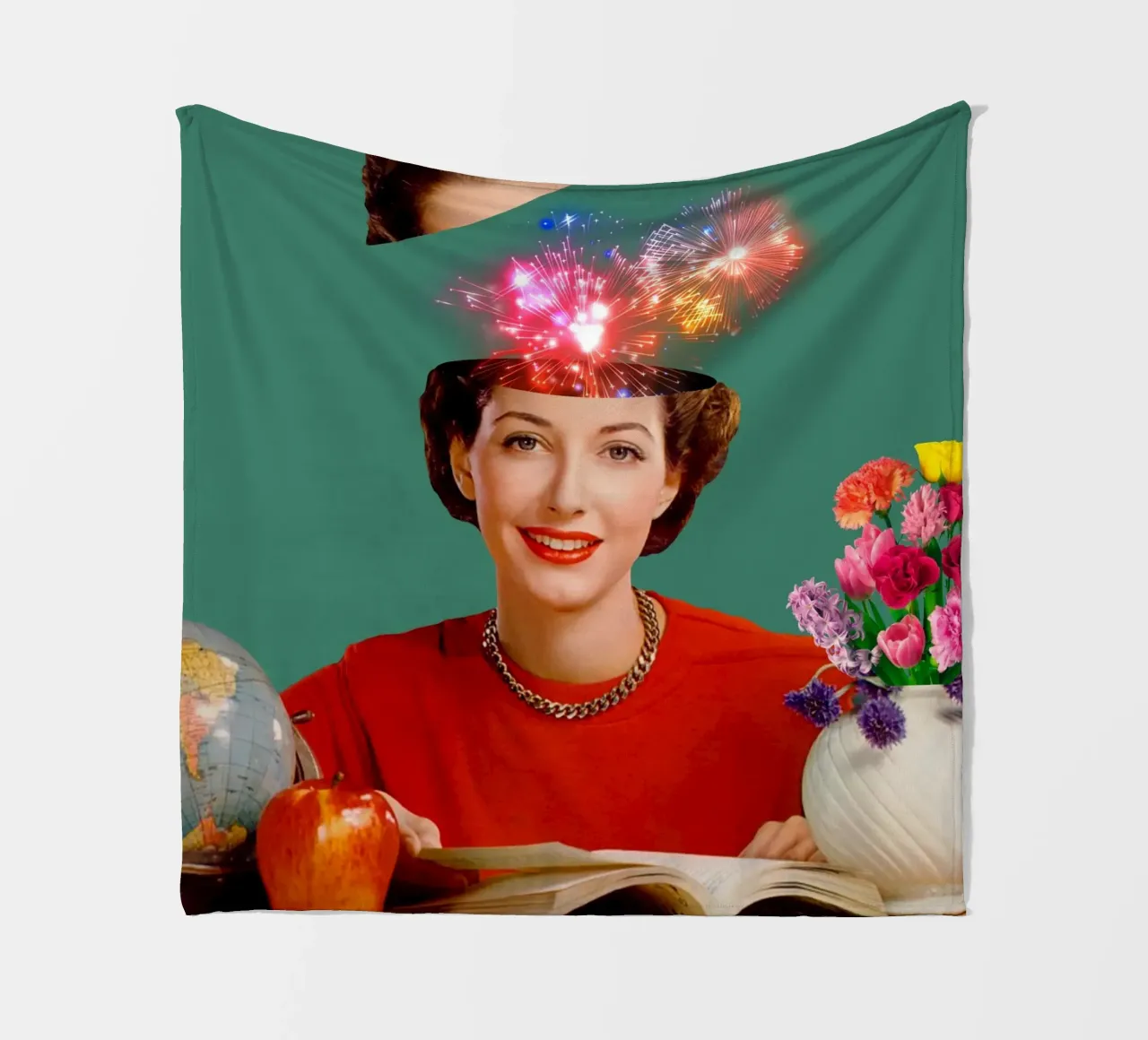 The Reader (Fireworks in my head) fleece blanket by MsGonzalez