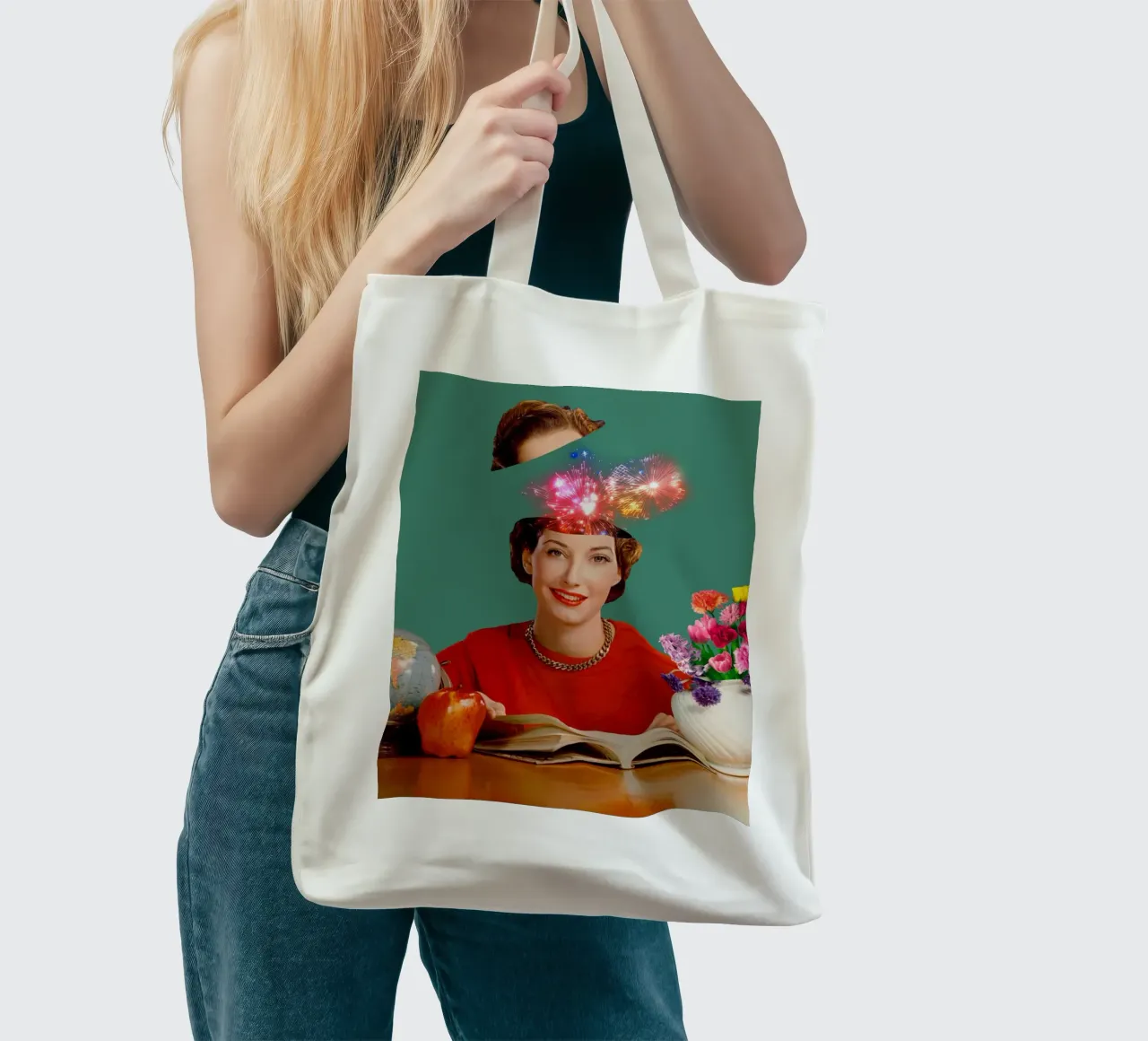 The Reader (Fireworks in my head) borsa in juta da MsGonzalez