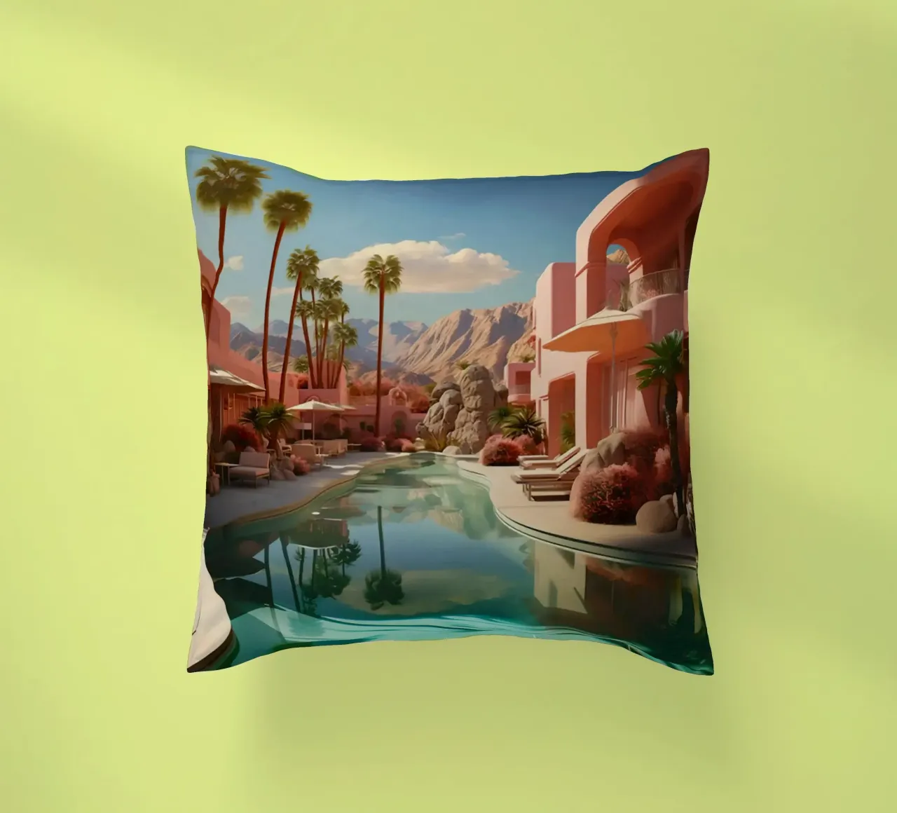 Mountain View In The Pool decorative cushion by lennytravers
