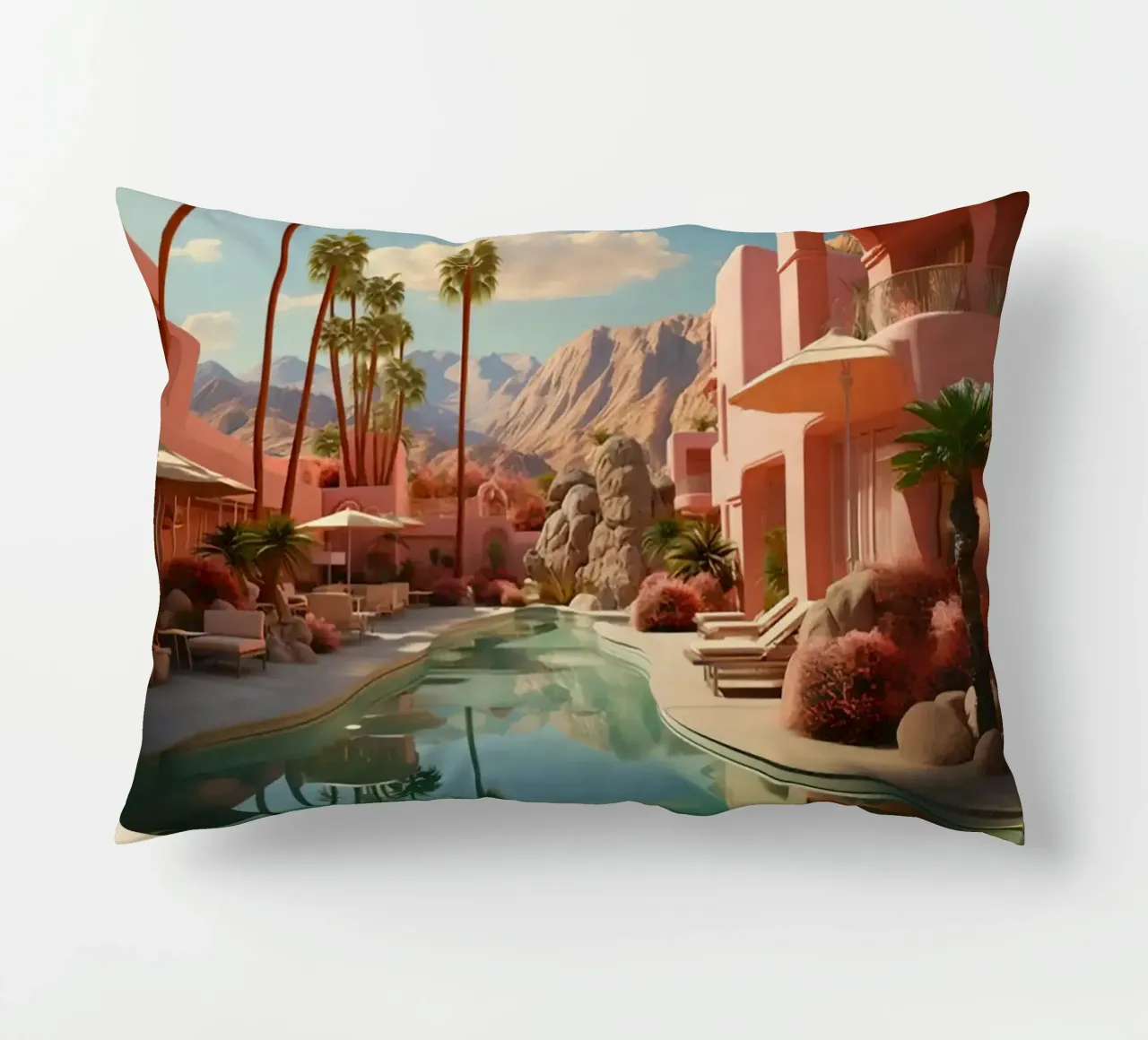 Mountain View In The Pool decorative cushion by lennytravers