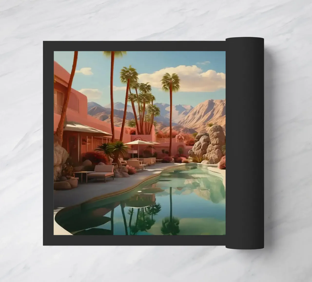 Mountain View In The Pool doormat by lennytravers