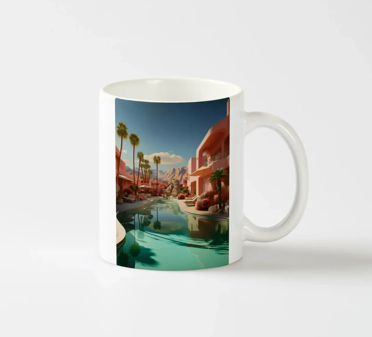 Mountain View In The Pool tazza in ceramica da lennytravers