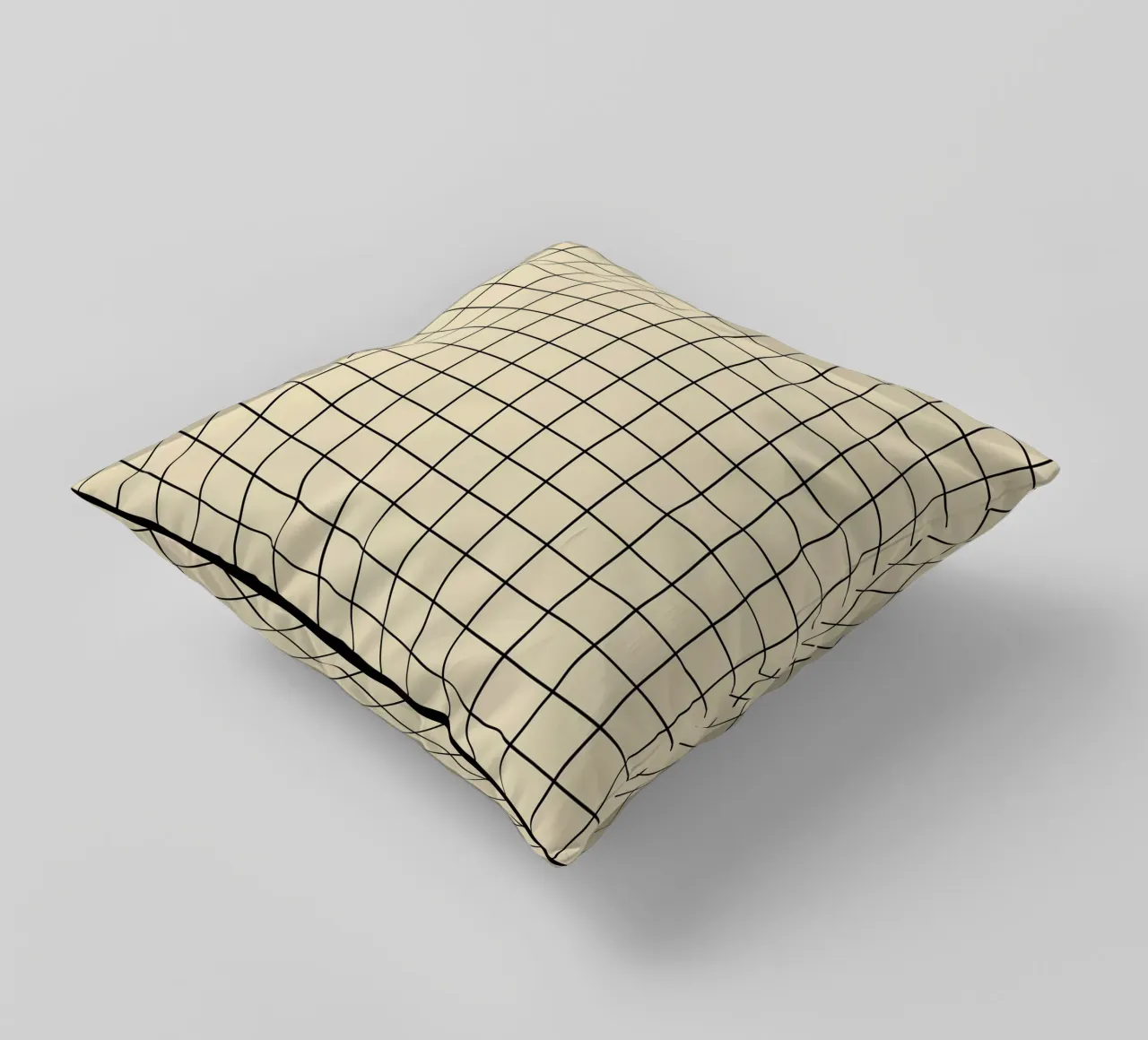 Minimal Basic Classic Grid | Schwarz auf Beige Kissen von Beauty in Simplicity