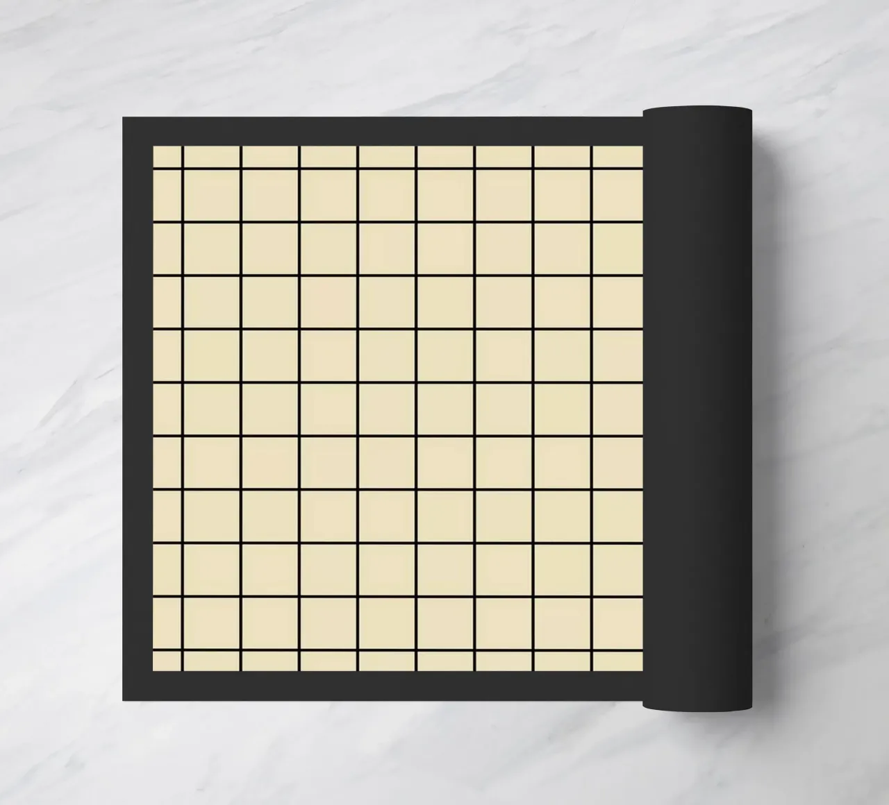 Minimal Basic Classic Grid | Schwarz auf Beige Fußmatte von Beauty in Simplicity