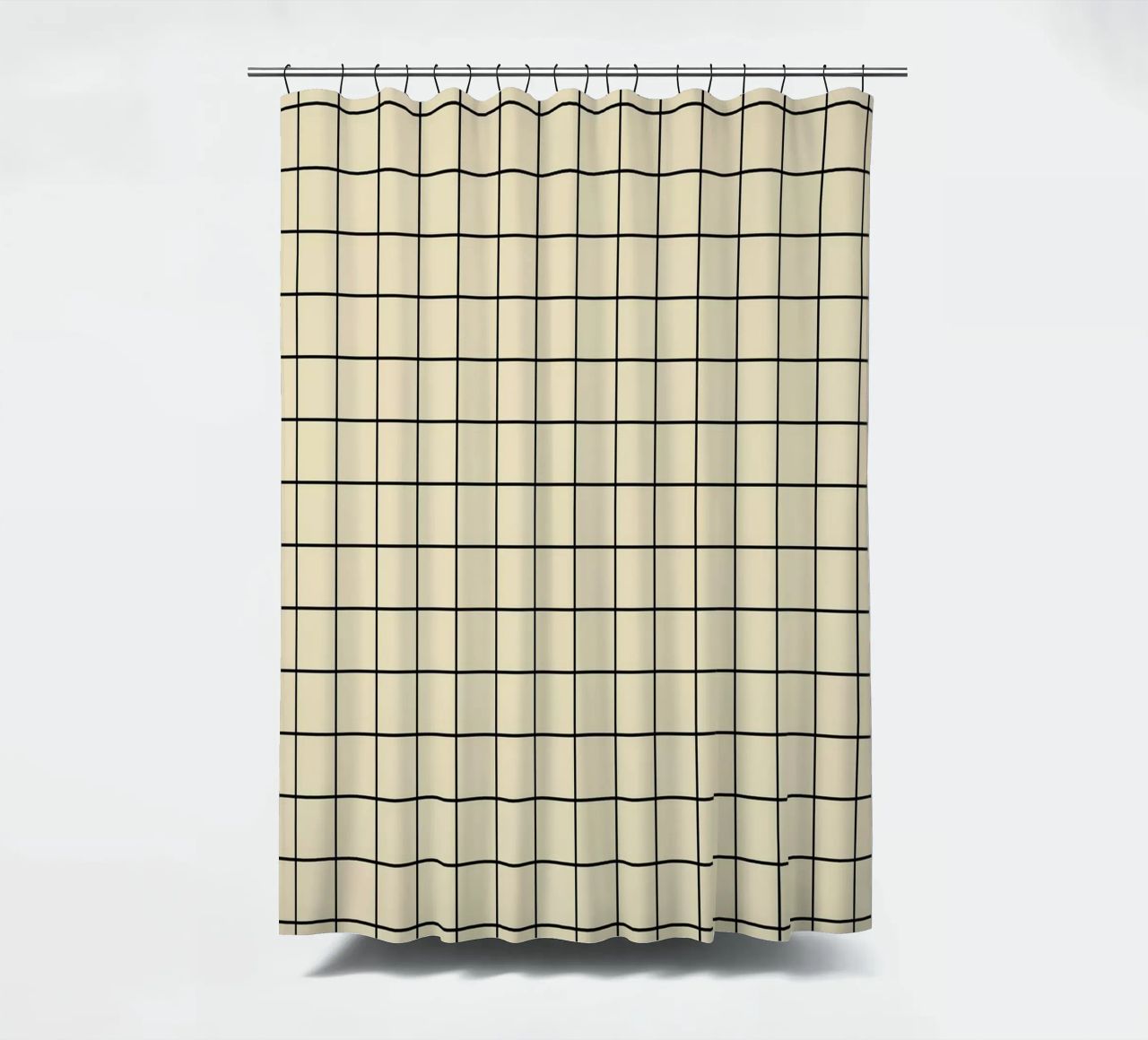 Minimal Basic Classic Grid | Nero su Beige tenda da doccia da Beauty in Simplicity