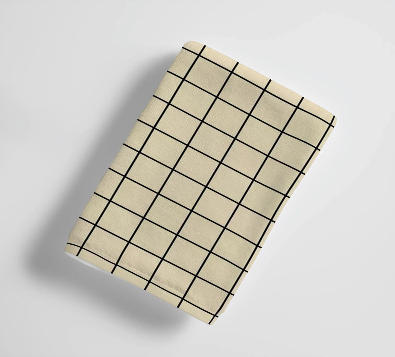 Minimal Basic Classic Grid | Nero su Beige asciugamano da bagno da Beauty in Simplicity