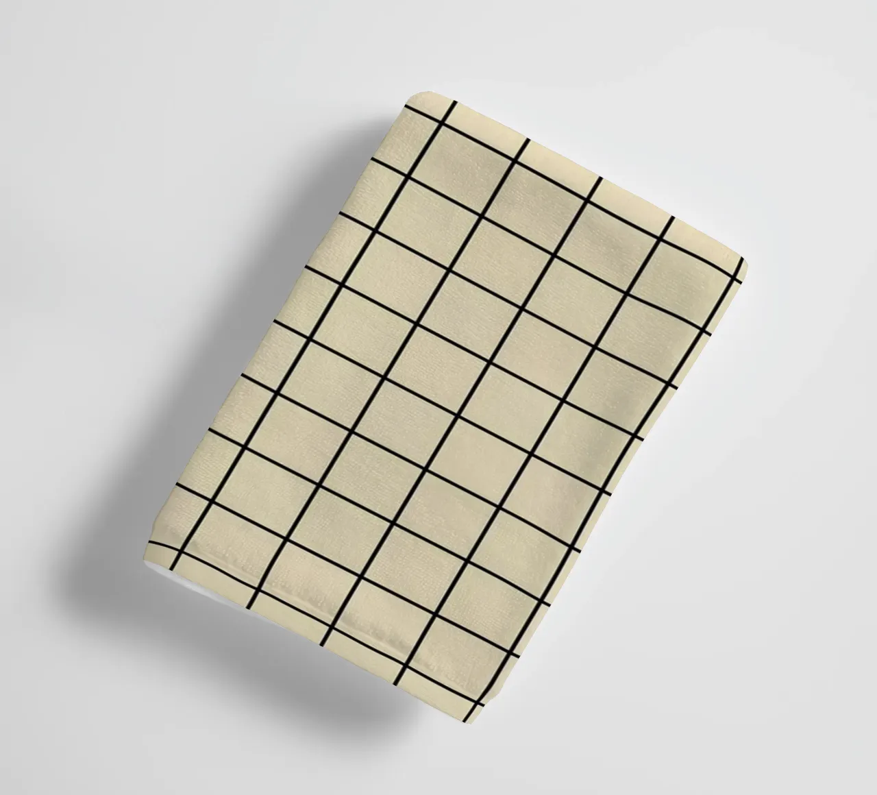 Minimal Basic Classic Grid | Black on Beige towel by Beauty in Simplicity